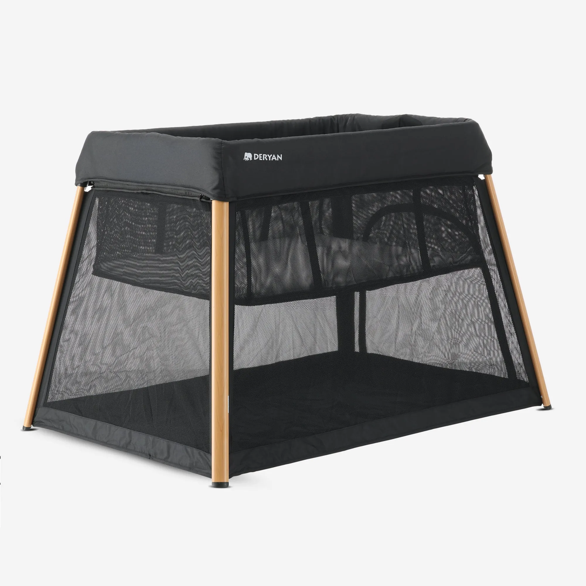 2-in-1 Campingbed en Kinderbox - Inclusief bodemverhoger - Houtlook - Image 2