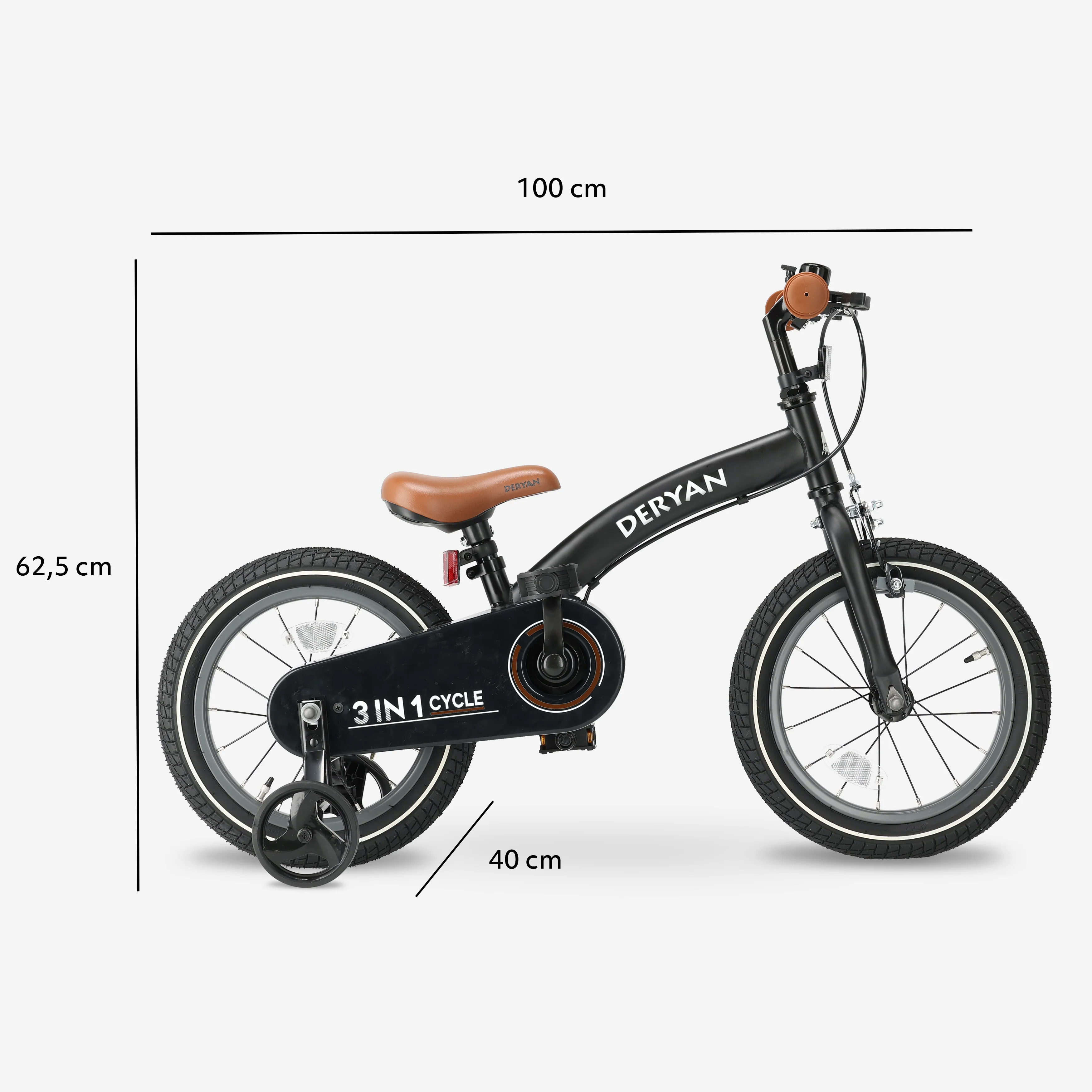 Luxe Kinderfiets 14 inch - 3 in 1 - loopfiets Zwart - Image 11