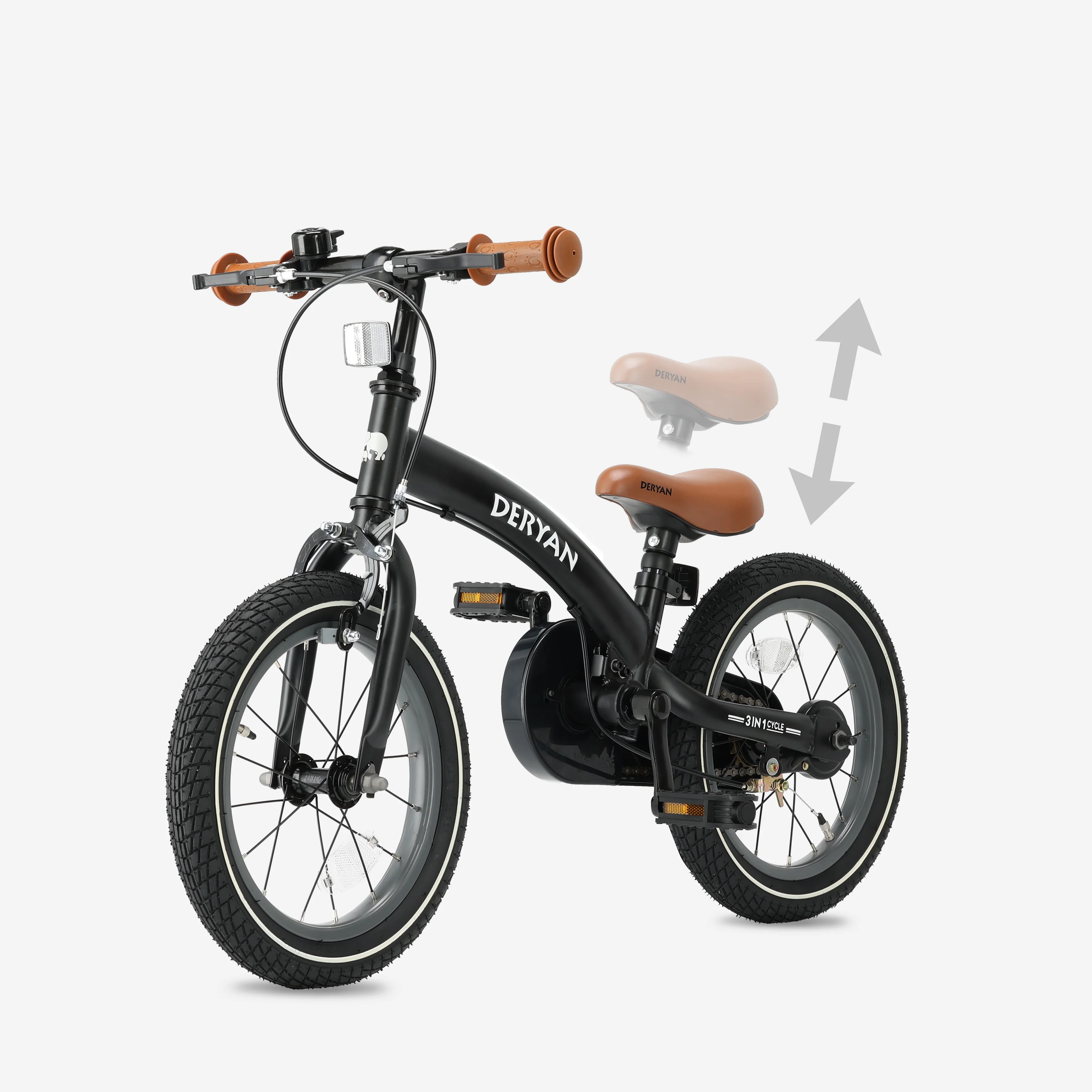 Luxe Kinderfiets 14 inch - 3 in 1 - loopfiets Zwart - Image 9