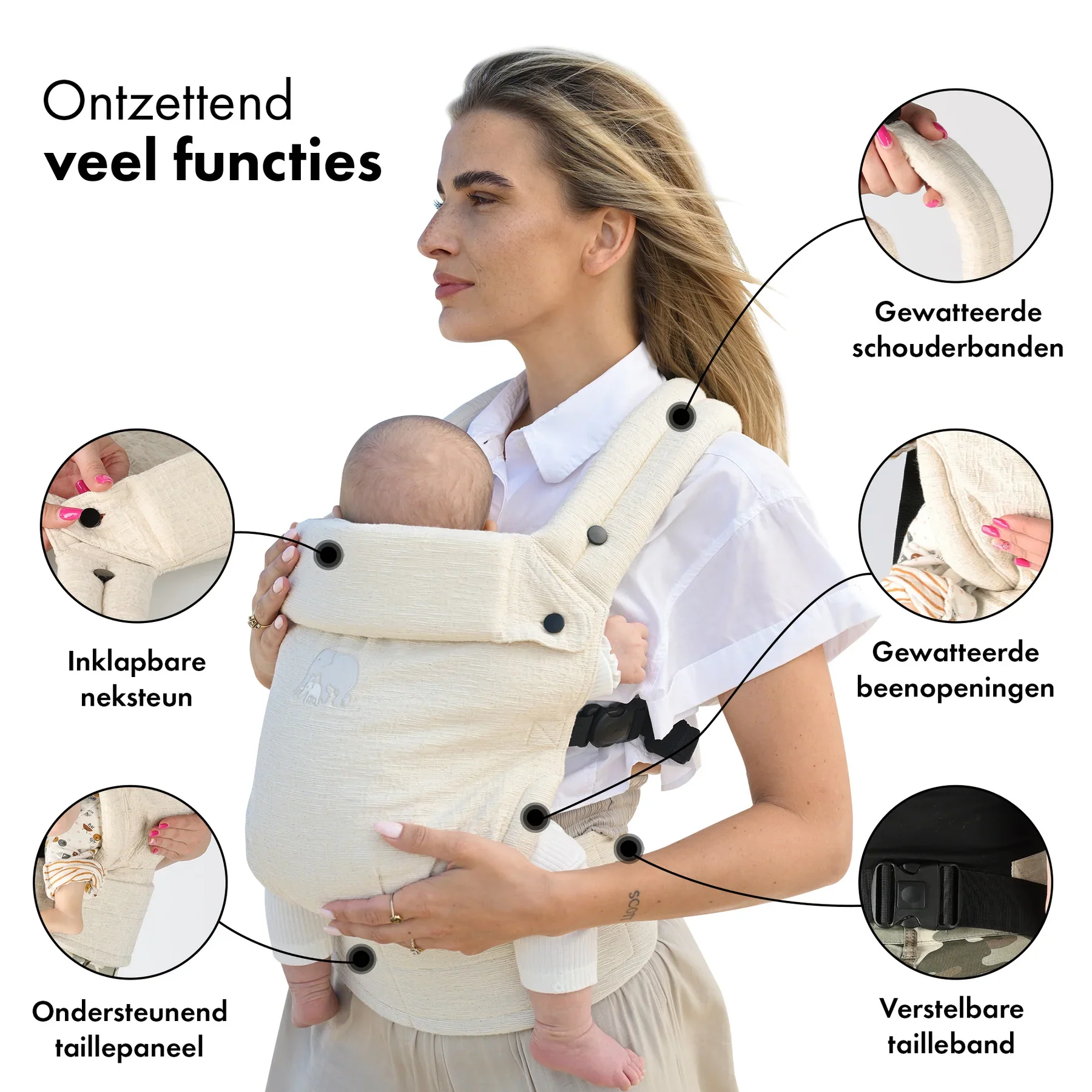 Amora Draagzak Agus Oat in linnen Nougat - Image 4
