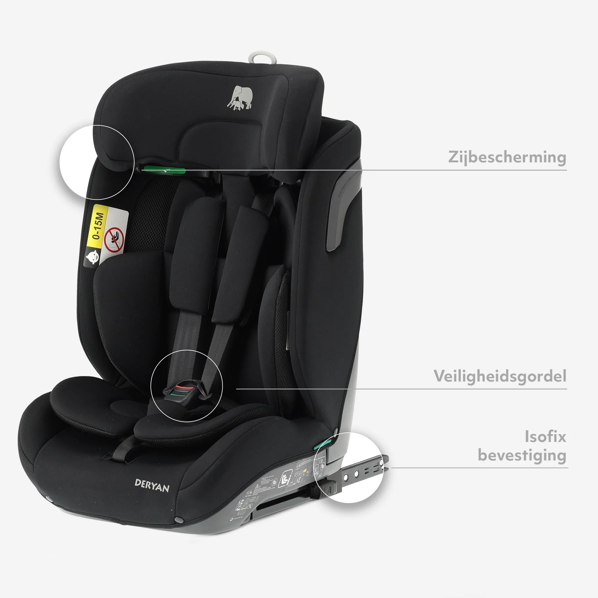 Carter Luxe i-Size/isofix Autostoel 76-150 cm - 9-36 kg - Diepe zitting - Afstelbare hoofdsteun - Veiligheidssystemen - Eenvoudig te reinigen - Groep 1/2/3 - Image 8