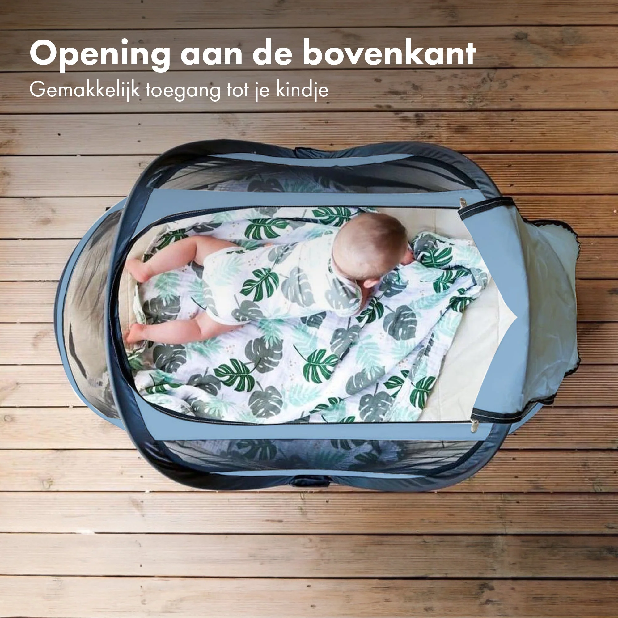 BabyBox baby tentje Campingbedje + katoenen dekje - Sky Blue - Image 6