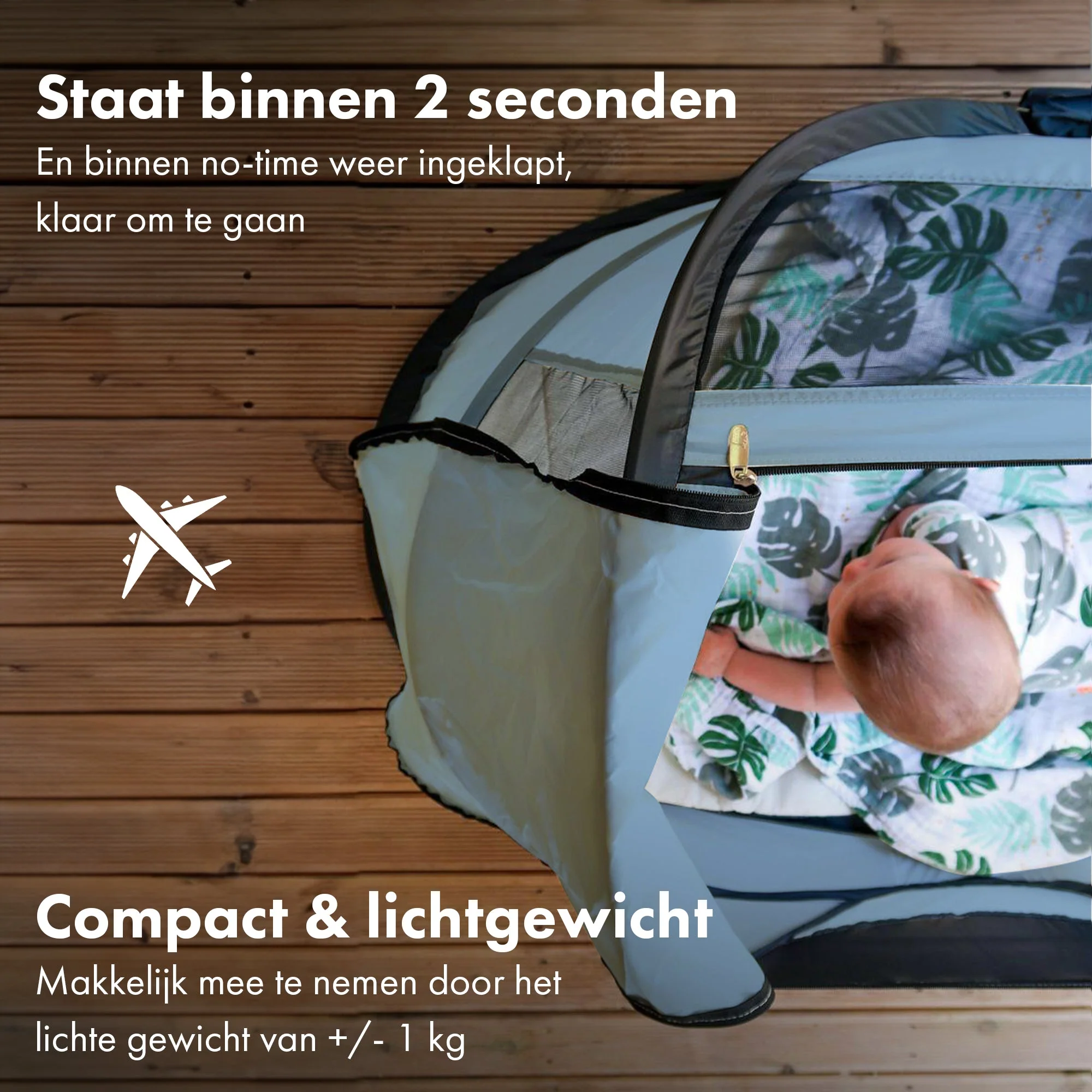 BabyBox baby tentje Campingbedje + katoenen dekje - Sky Blue - Image 7