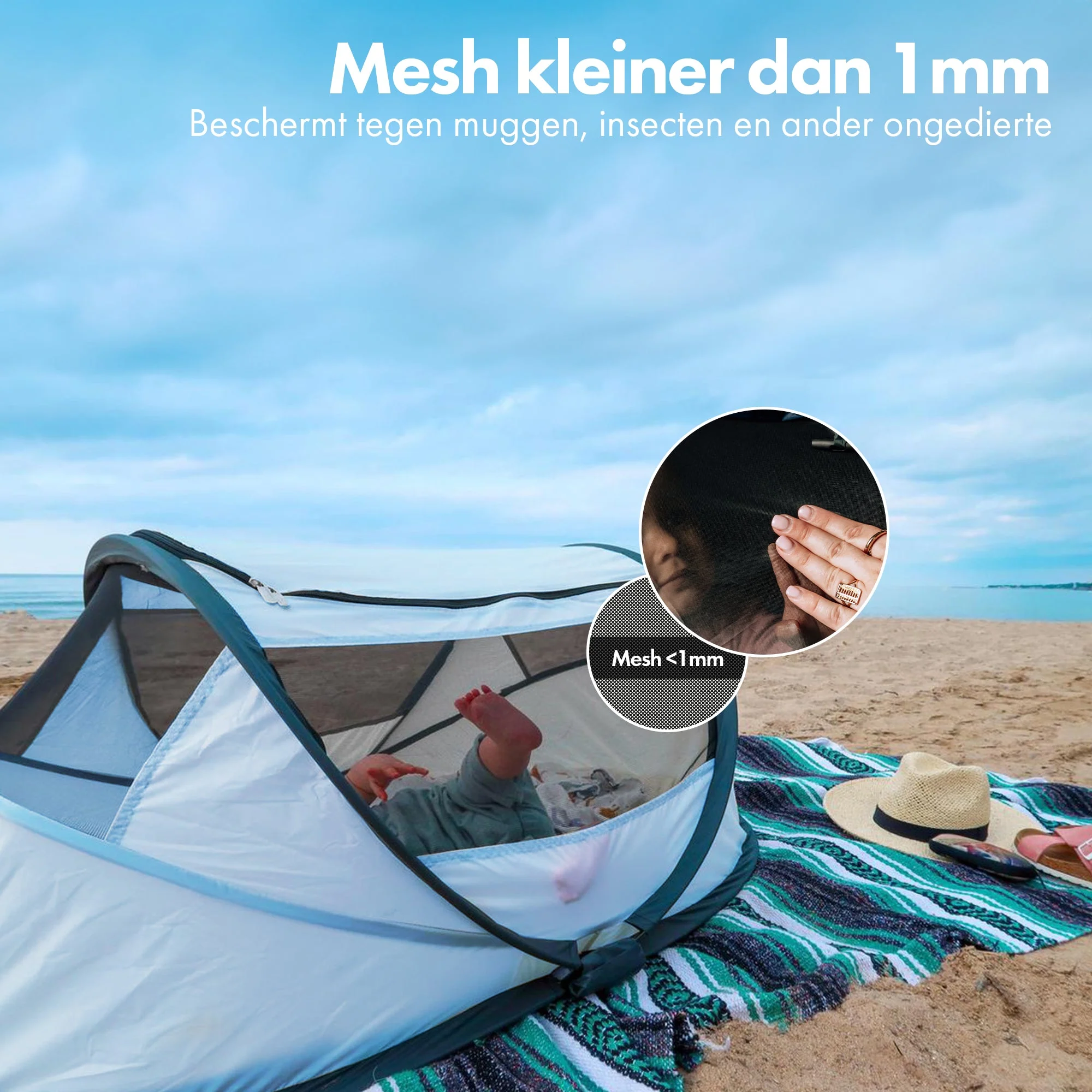 BabyBox baby tentje Campingbedje + katoenen dekje - Sky Blue - Image 8