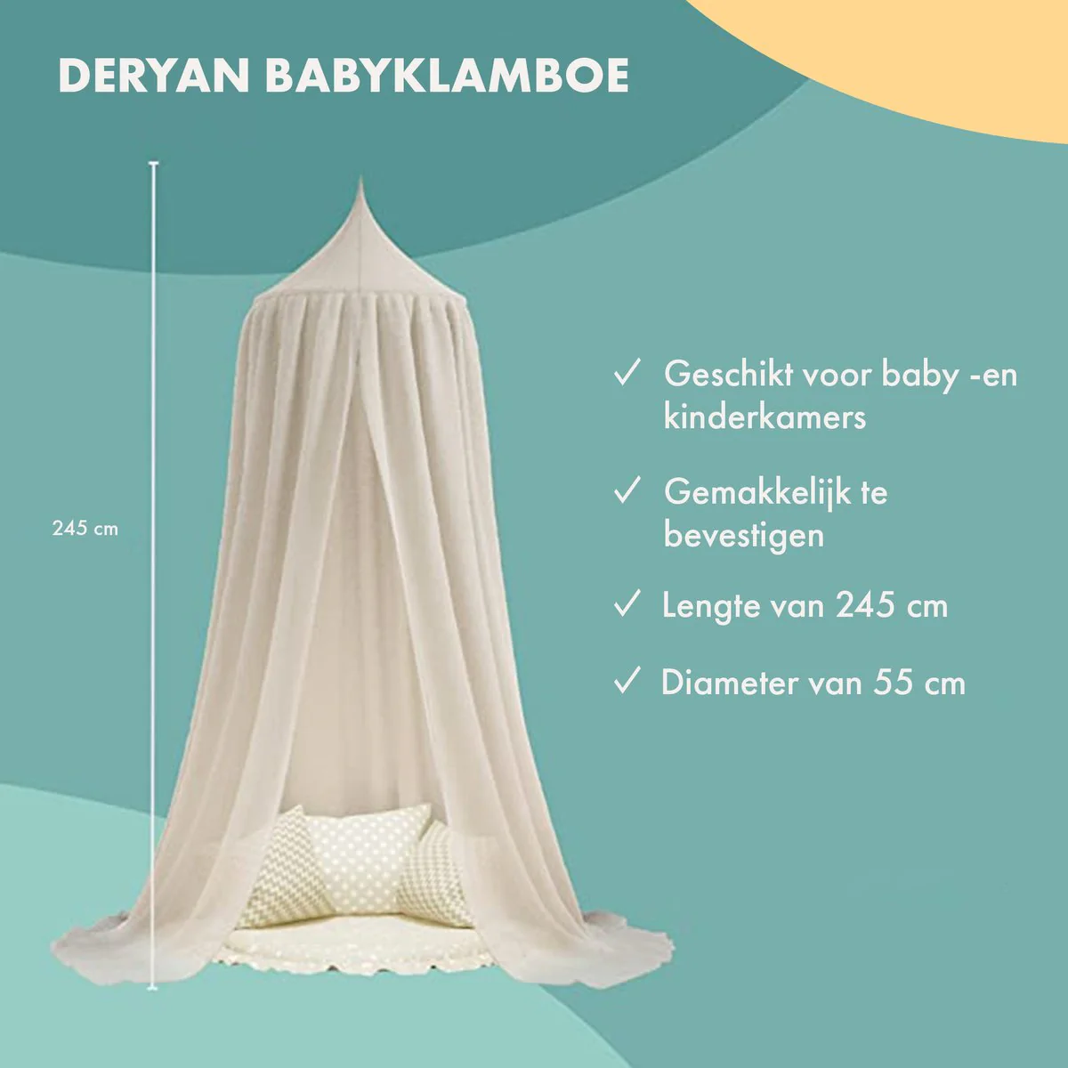 Klamboe Nougat Vintage 245 cm - Katoen - Polyester - Baby klamboe - Hemeltje - Image 10