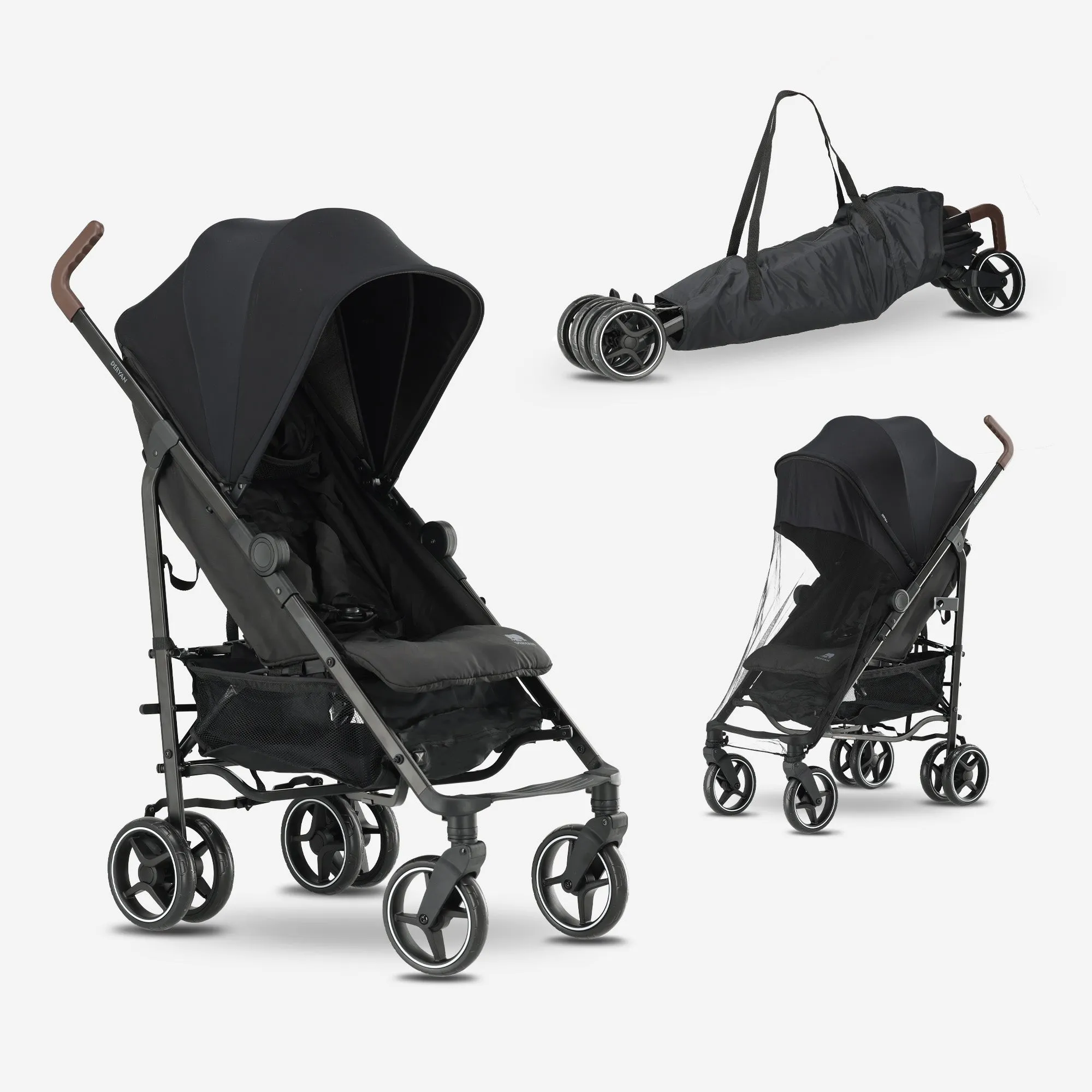 Bobbie Paraplu Buggy - Inclusief muggennet - Inclusief draagtas - Geschikt voor Kinderen tot 22 kg - Zwart