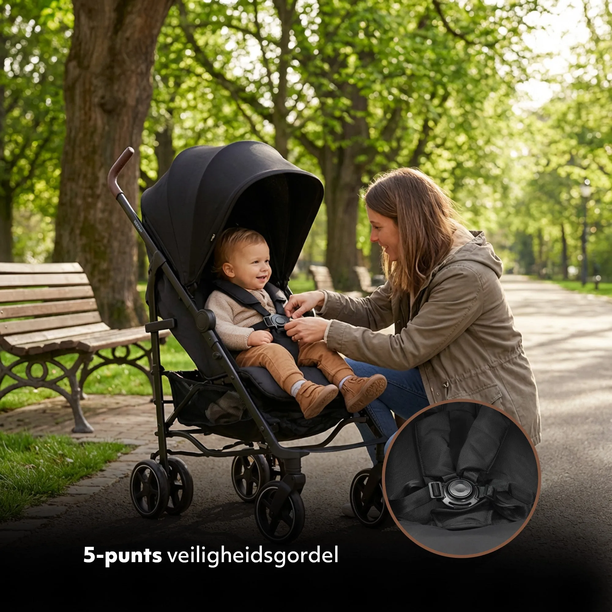 Bobbie Paraplu Buggy - Inclusief muggennet - Inclusief draagtas - Geschikt voor Kinderen tot 22 kg - Zwart - Image 3