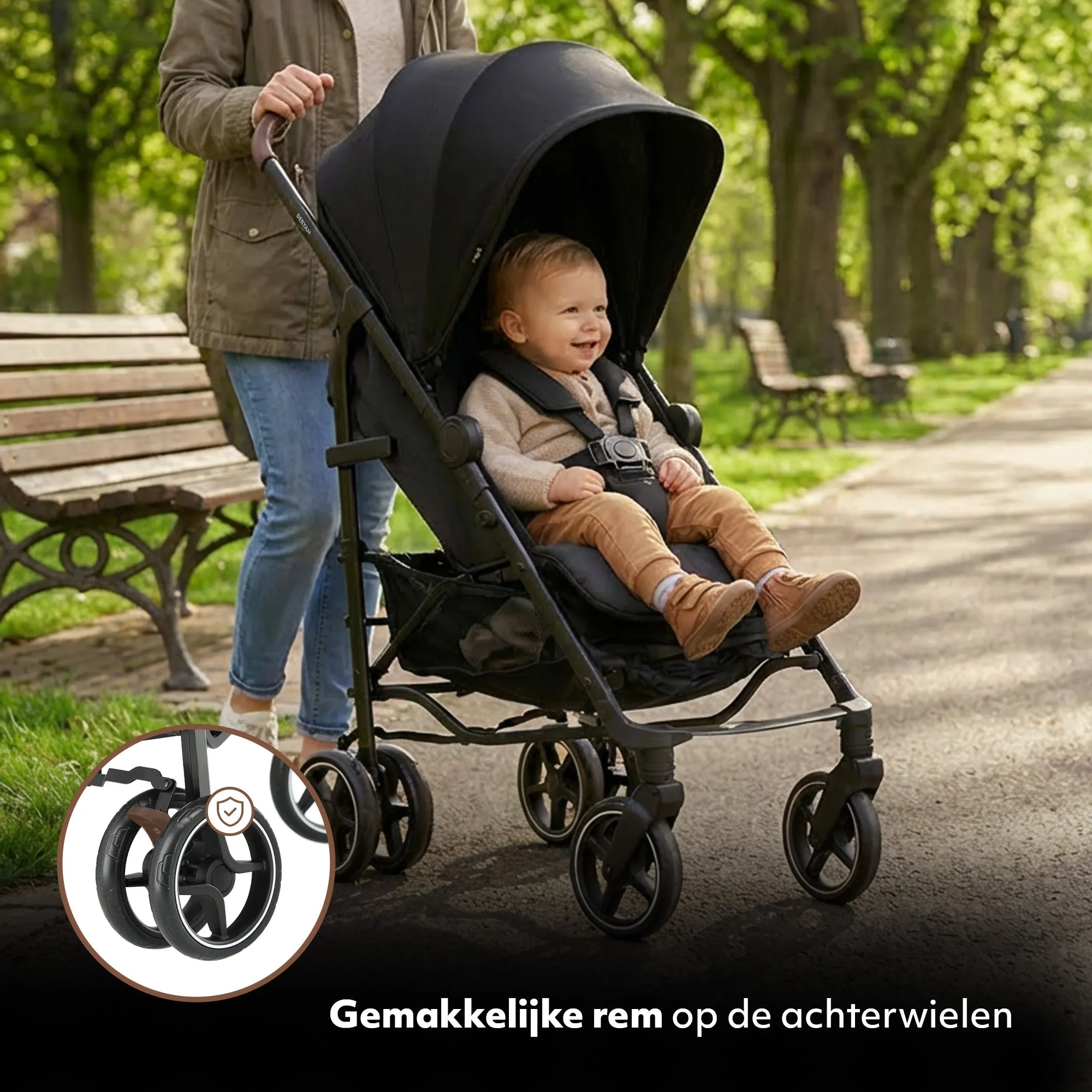 Bobbie Paraplu Buggy - Inclusief muggennet - Inclusief draagtas - Geschikt voor Kinderen tot 22 kg - Zwart - Image 5