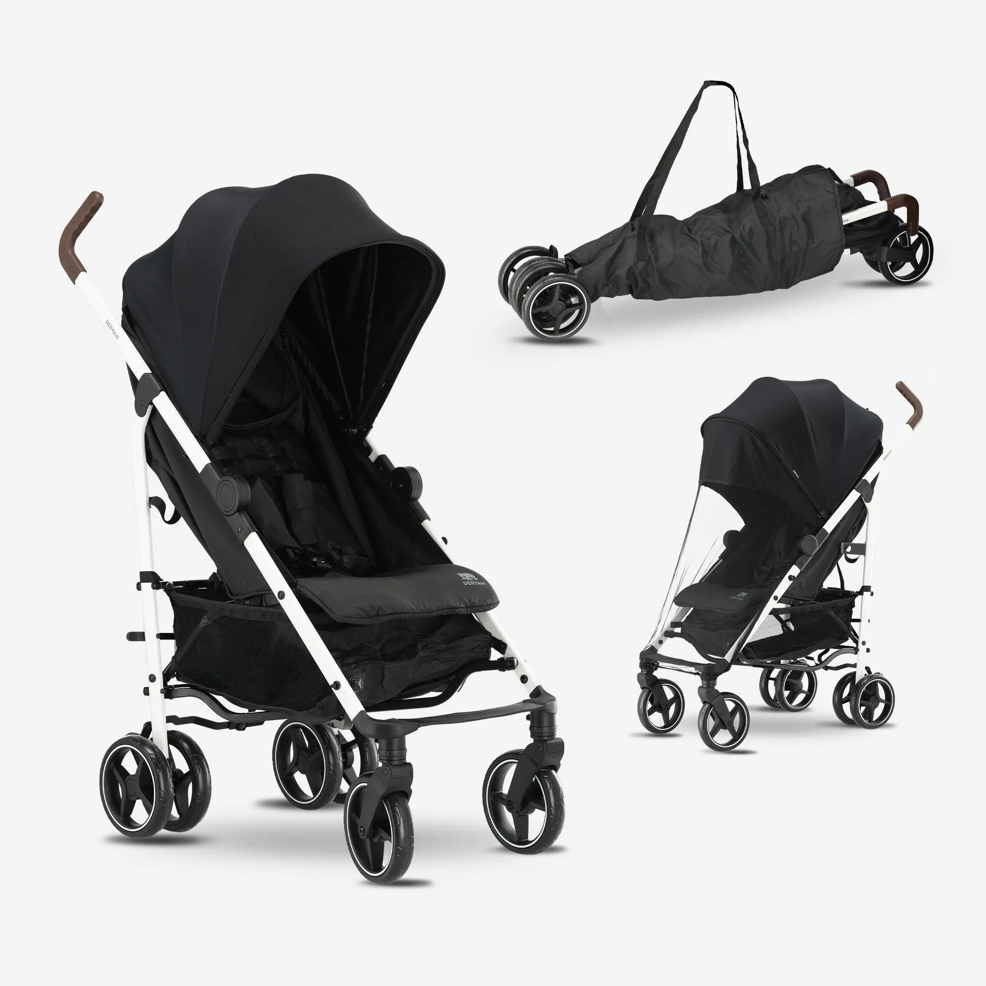 Bobbie Paraplu Buggy - Inclusief muggennet - Inclusief draagtas - Geschikt voor Kinderen tot 22 kg - wit frame/zwart