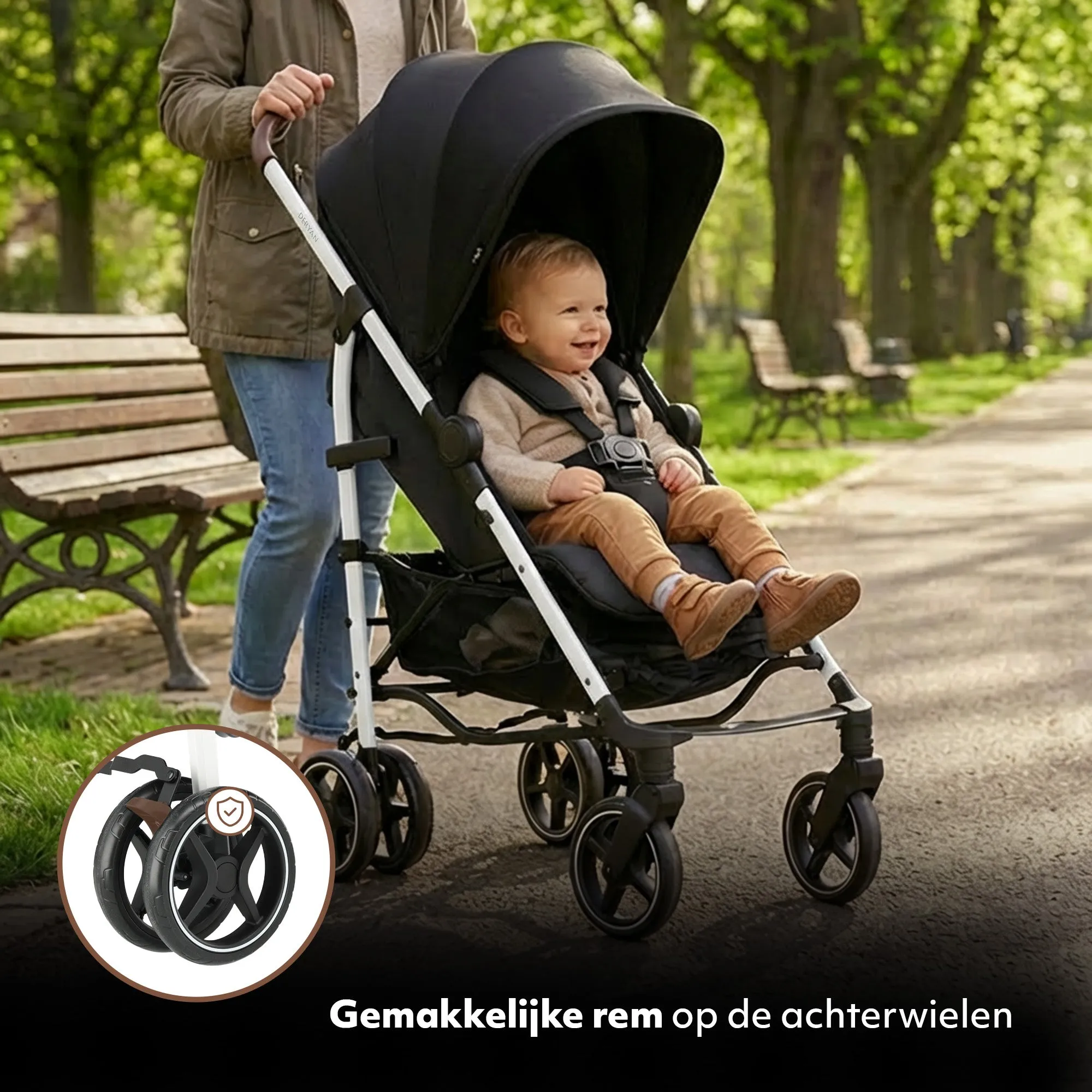Bobbie Paraplu Buggy - Inclusief muggennet - Inclusief draagtas - Geschikt voor Kinderen tot 22 kg - wit frame/zwart - Image 6