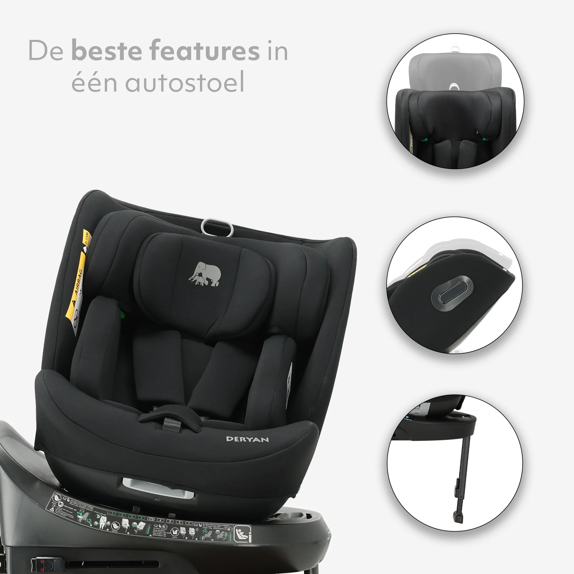Carly Luxe i-Size Autostoel - 0-36kg - Isofix + steunpoot - 360 draaibaar - Zwart - Image 6