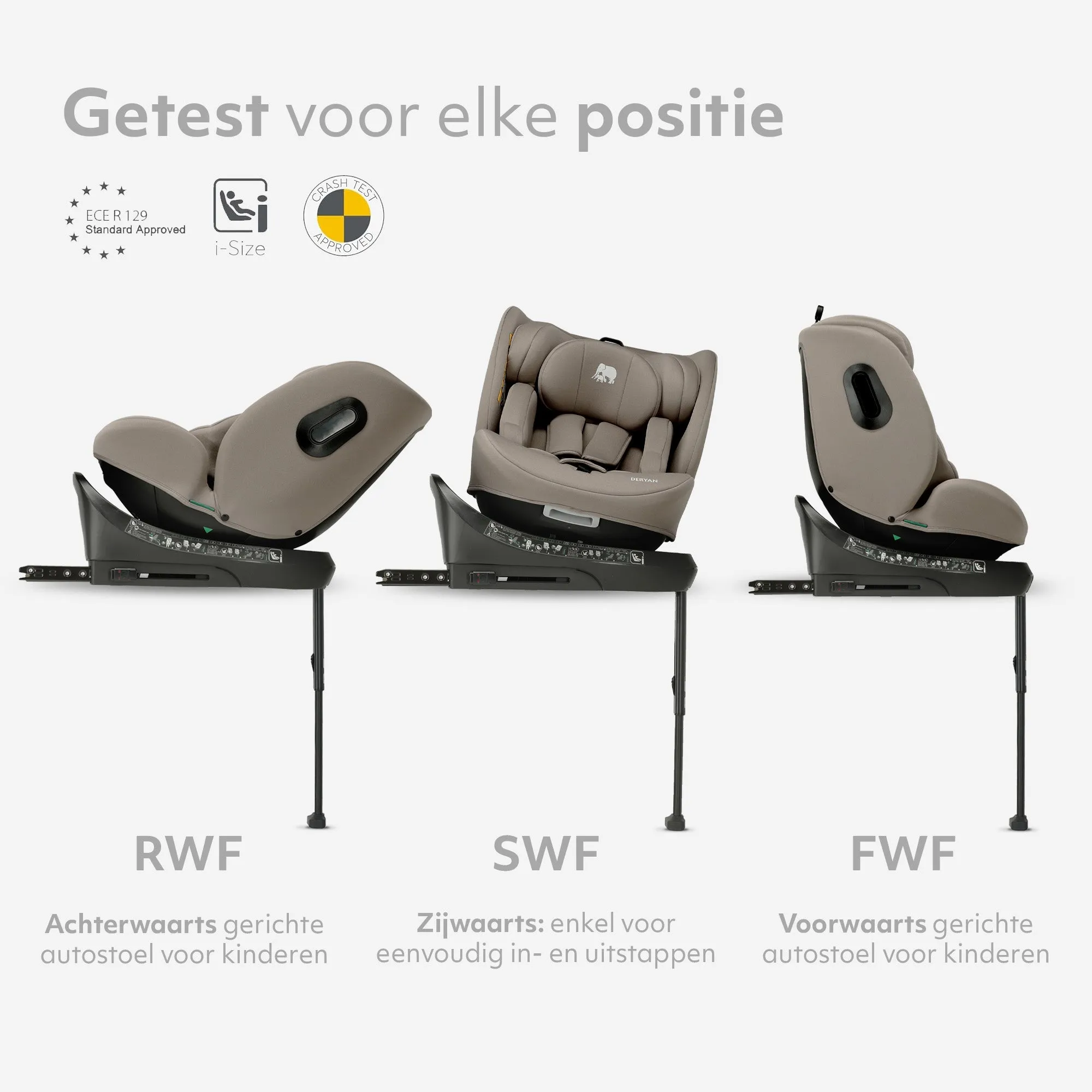 Carly Luxe i-Size Autostoel - 0-36kg - Isofix + steunpoot - 360 draaibaar - Truffle Sand - Image 6