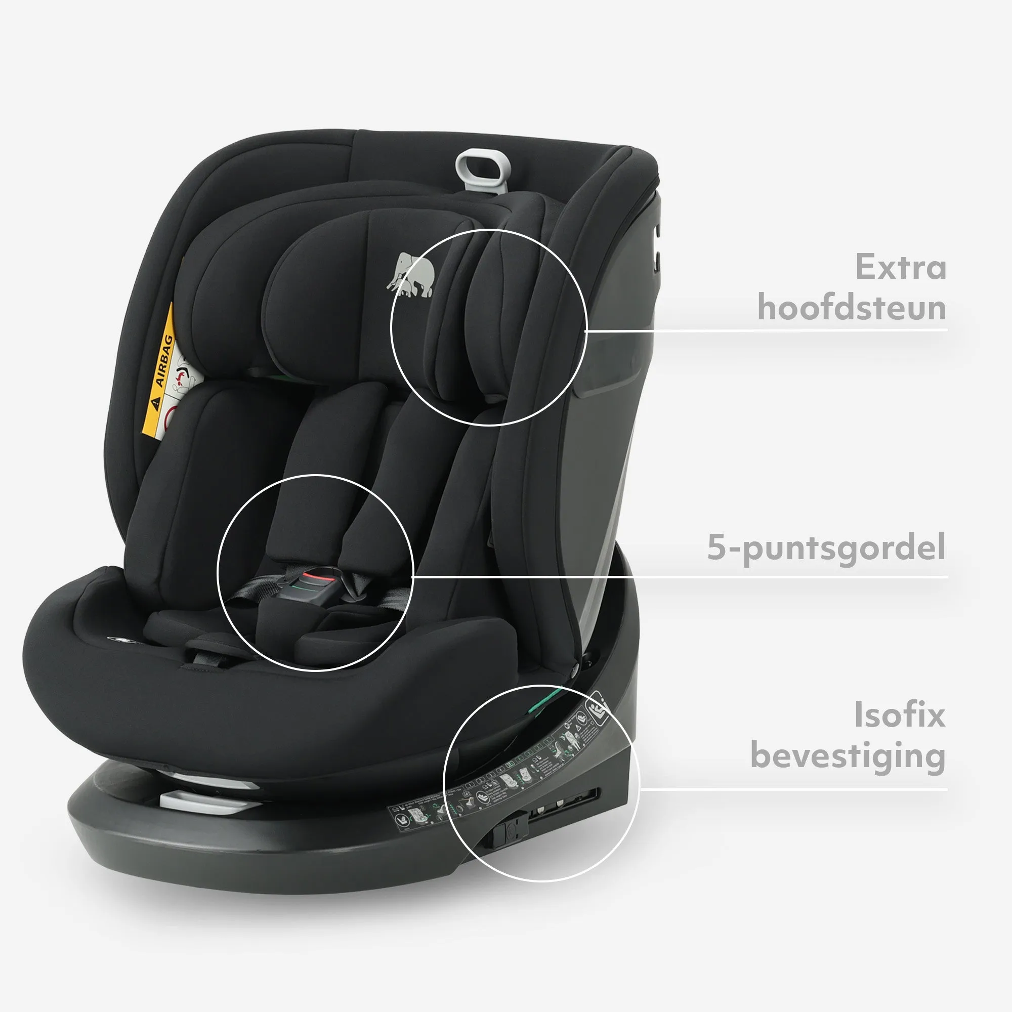 Cassie Luxe I-size Autostoel - Groep 0-1-2-3 - Isofix - Draaibaar 360° - Zwart - Image 6