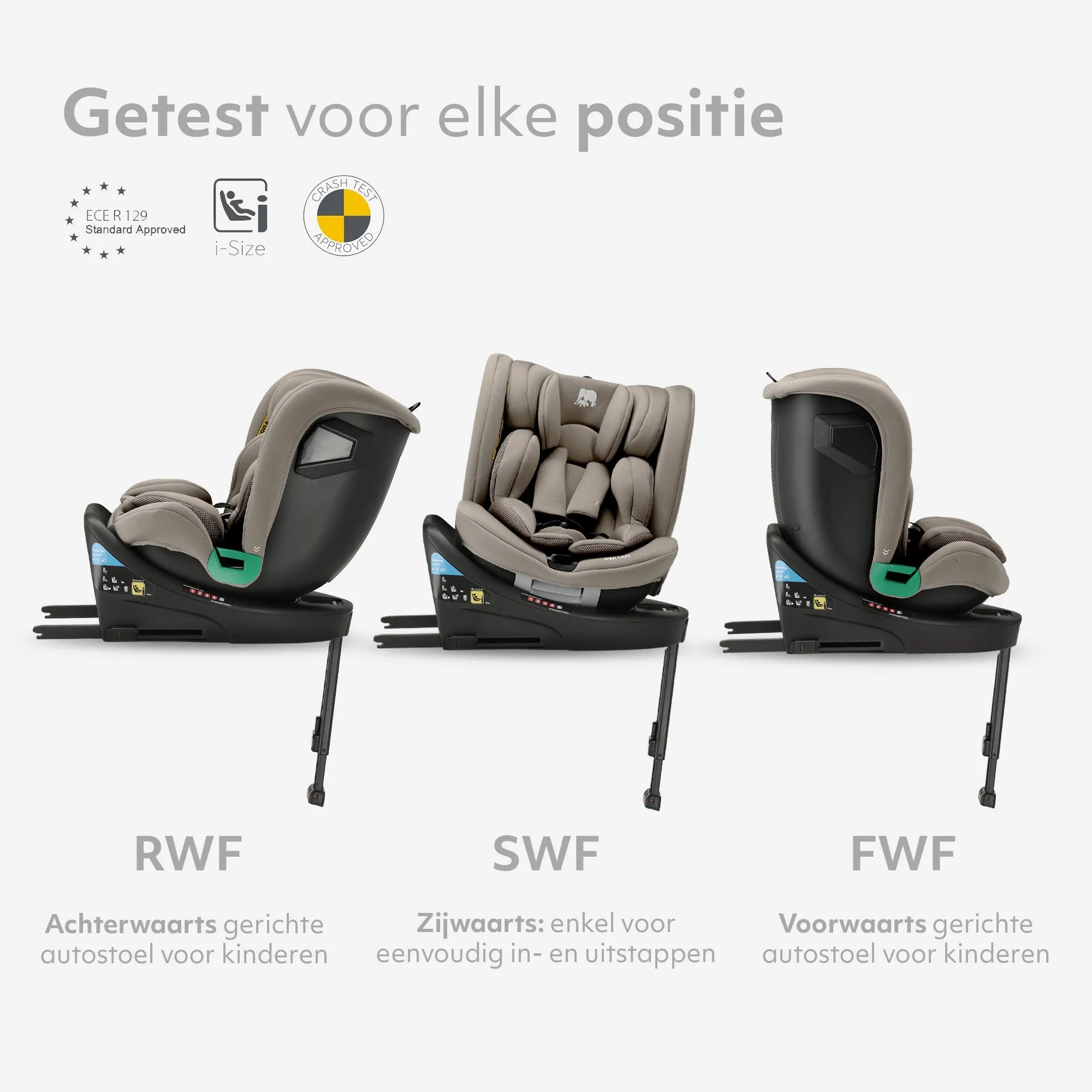 Chase Luxe i-Size/isofix 360° Steunpoot Autostoel 40-150 cm - 0-36 kg - Truffle Sand - Image 5