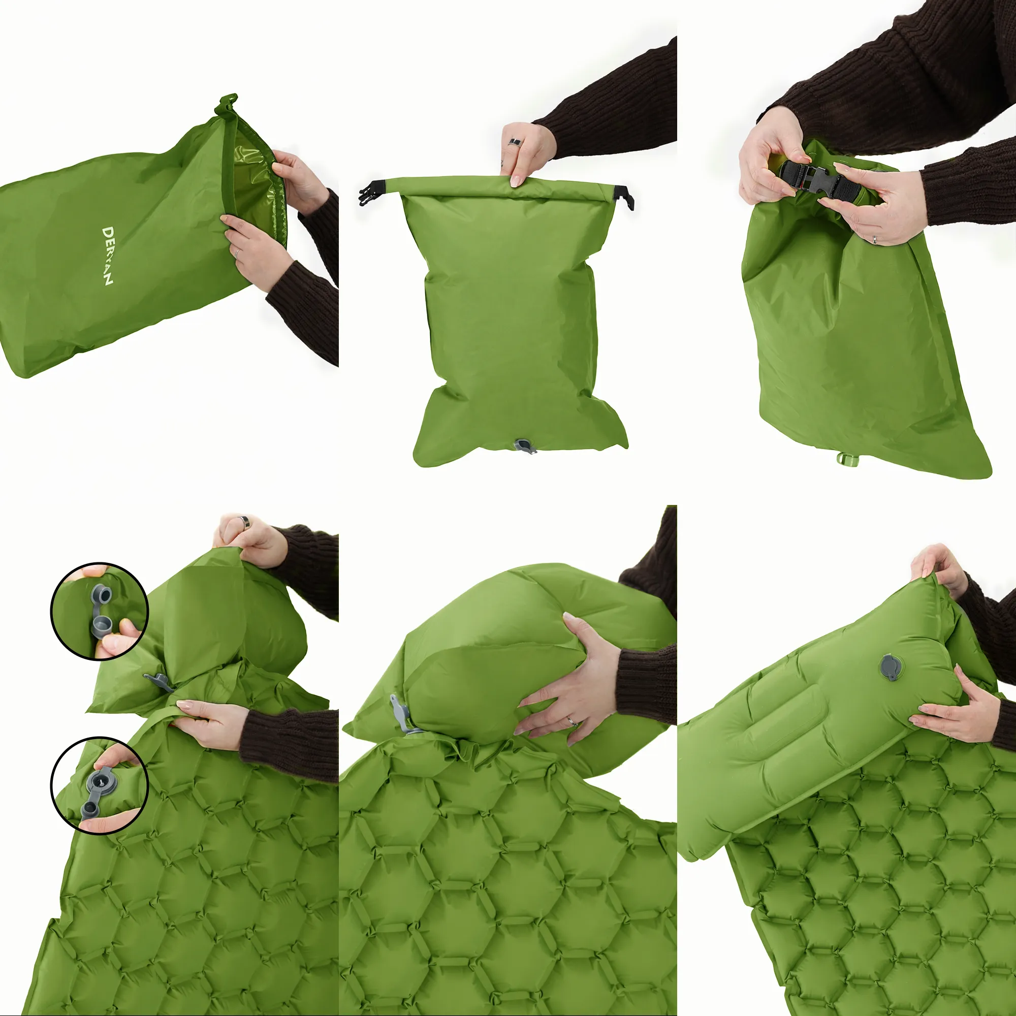 Deryan Air Bed - Luchtbed Kamperen - Inclusief tas - Groen - Image 10