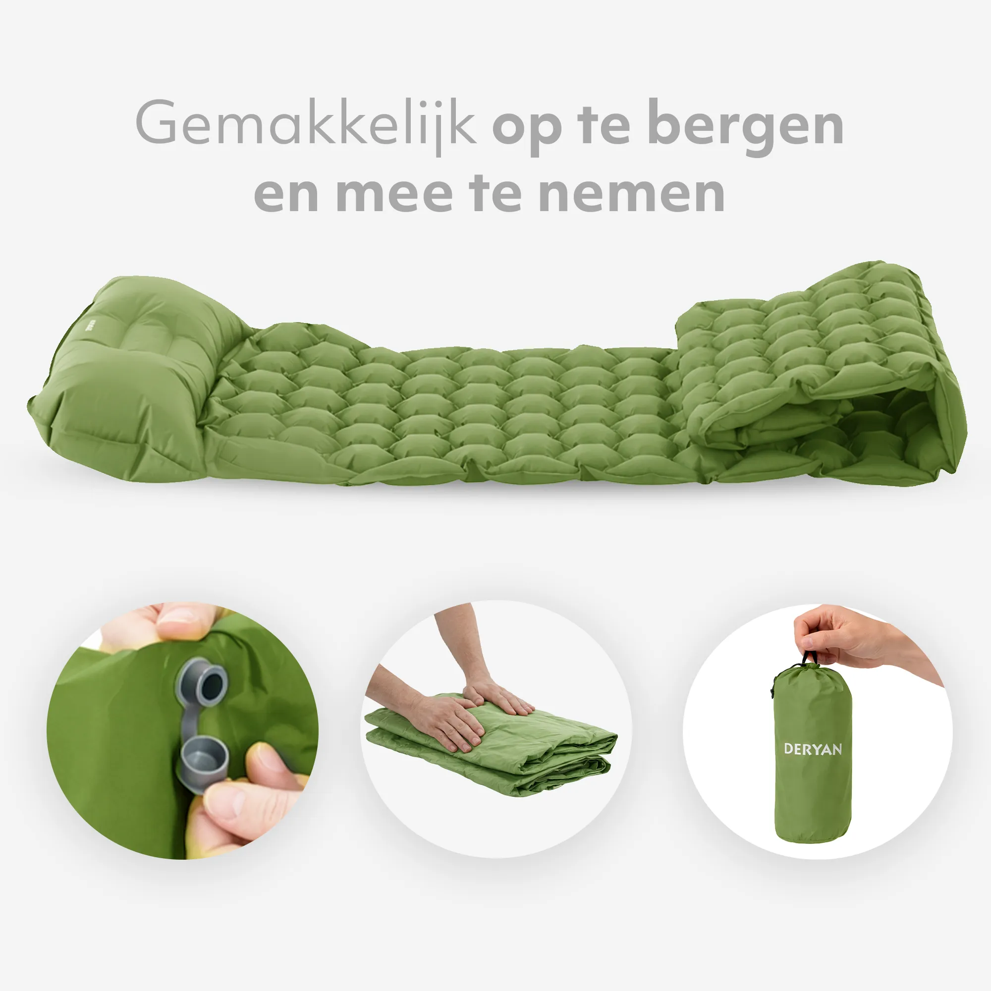 Deryan Air Bed - Luchtbed Kamperen - Inclusief tas - Groen - Image 5
