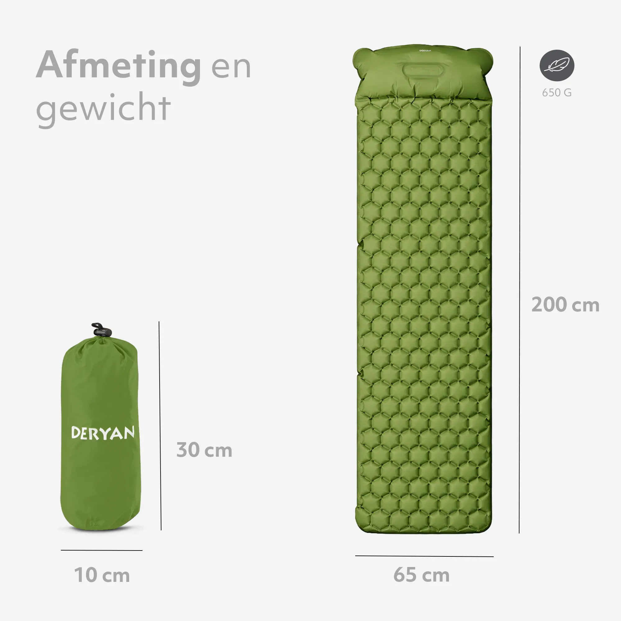 Deryan Air Bed - Luchtbed Kamperen - Inclusief tas - Groen - Image 6