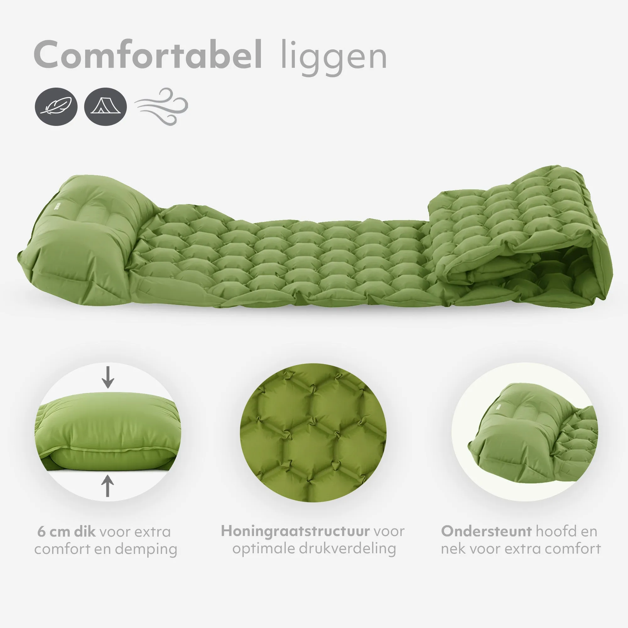 Deryan Air Bed - Luchtbed Kamperen - Inclusief tas - Groen - Image 7