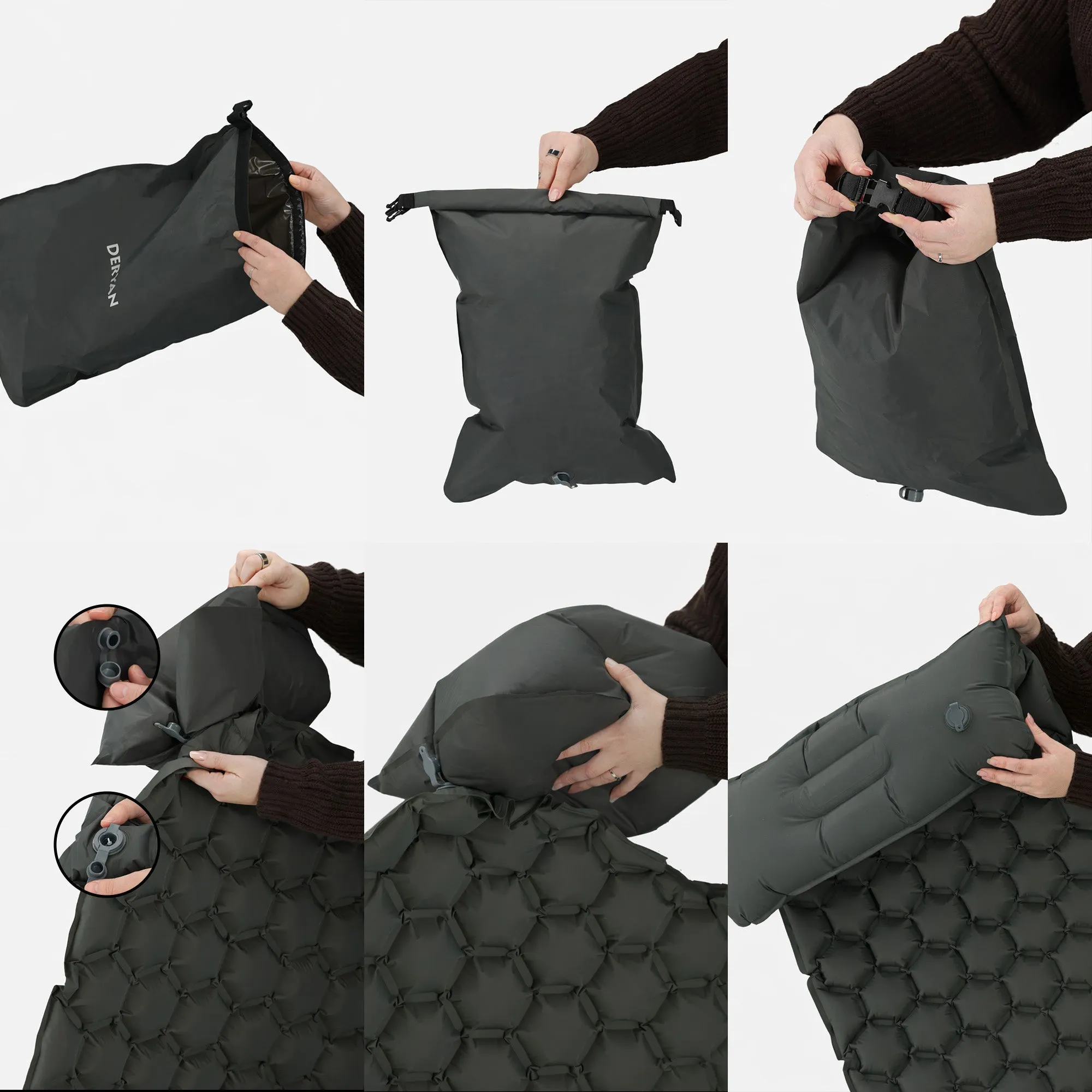 Deryan Air Bed - Luchtbed Kamperen - Inclusief tas - grijs - Image 10