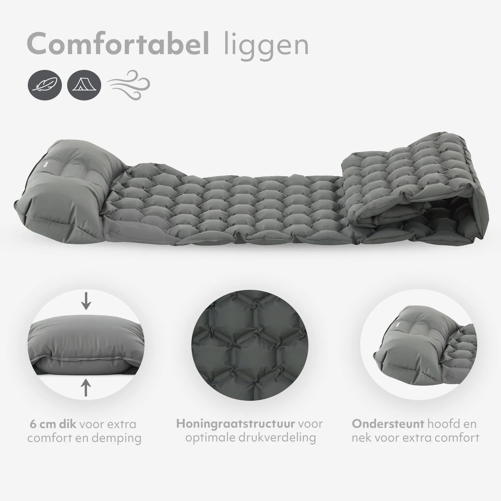 Deryan Air Bed - Luchtbed Kamperen - Inclusief tas - grijs - Image 4