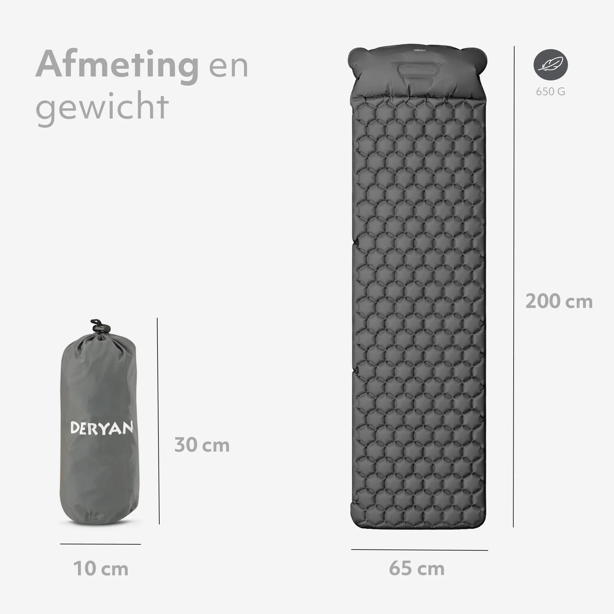 Deryan Air Bed - Luchtbed Kamperen - Inclusief tas - grijs - Image 5