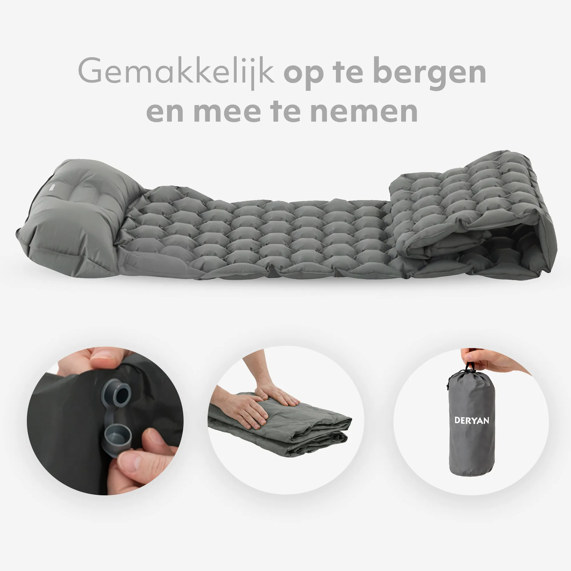 Deryan Air Bed - Luchtbed Kamperen - Inclusief tas - grijs - Image 7