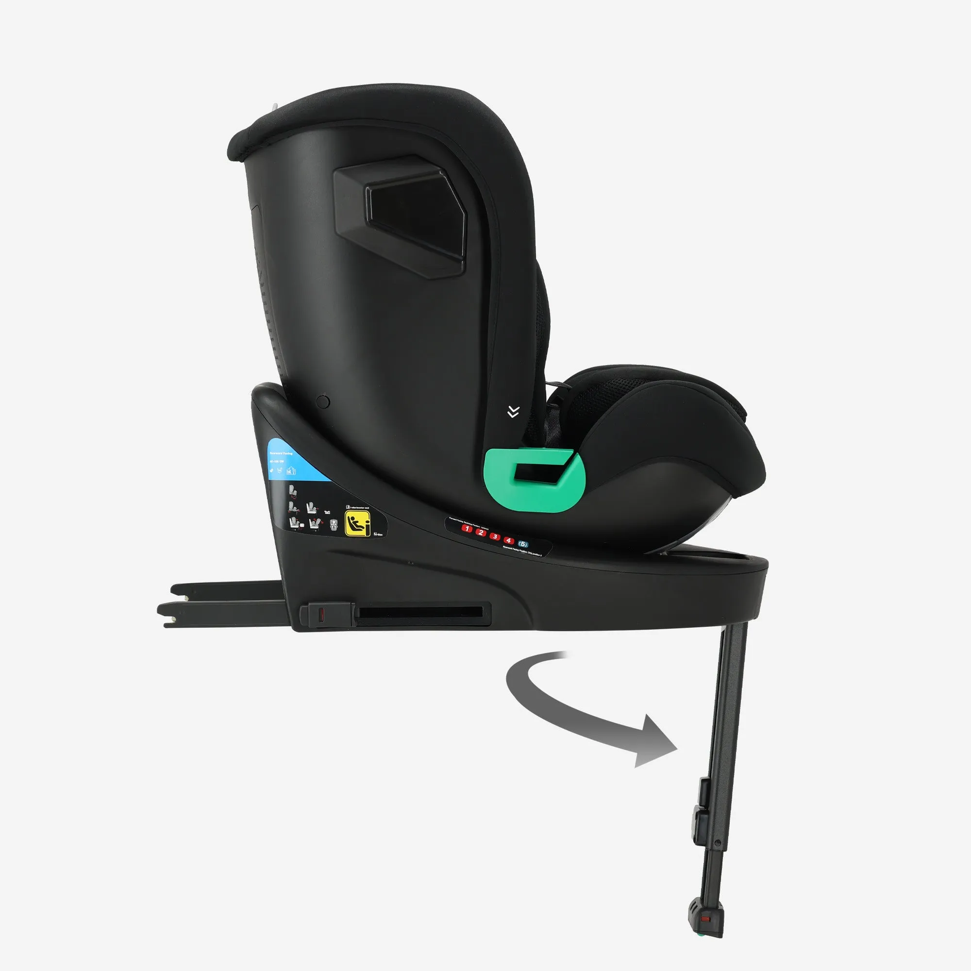 Chase Luxe i-Size Autostoel - 0-36kg - Isofix steunpoot - 360 draaibaar - Zwart - Image 9