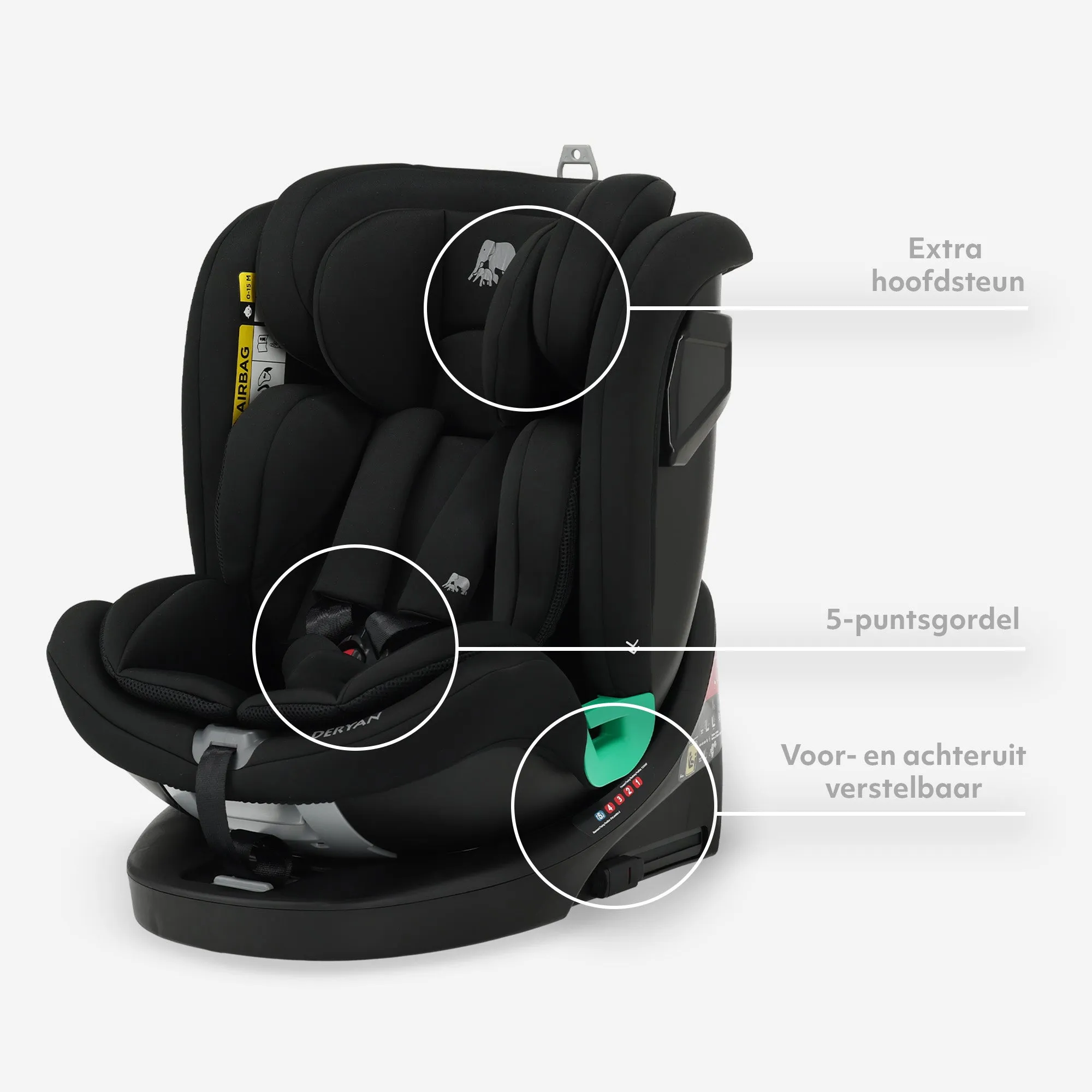 Colin Luxe I-size Autostoel - Groep 0-1-2-3 - Isofix - Draaibaar 360° - Zwart - Image 4