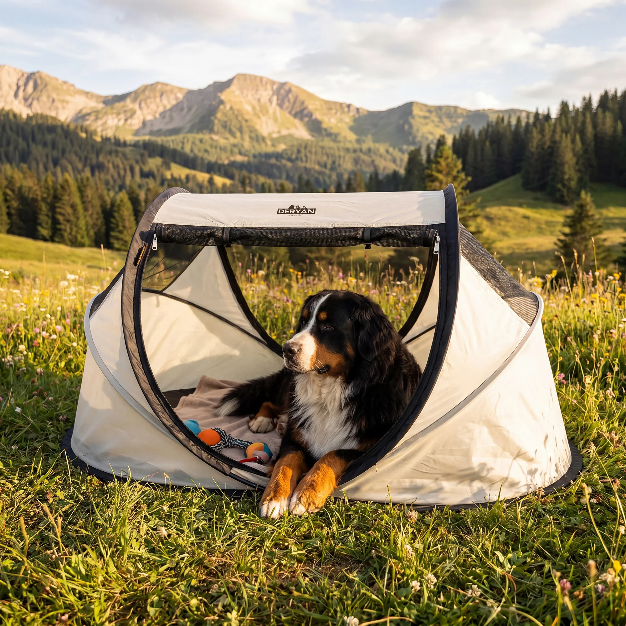 Deryan Dogs & Cats - Luxe Pop-Up Pet Travel-Cot - Hondenren - Pop-up systeem - Opvouwbare bench - Extra dik gaas - Large - Image 2