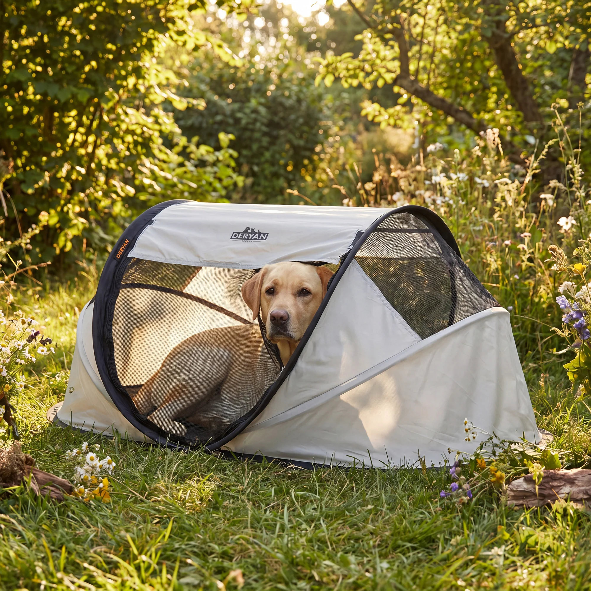 Deryan Dogs & Cats - Luxe Pop-Up Pet Travel-Cot - Hondenren - Pop-up systeem - Opvouwbare bench - Extra dik gaas - Medium - Image 5