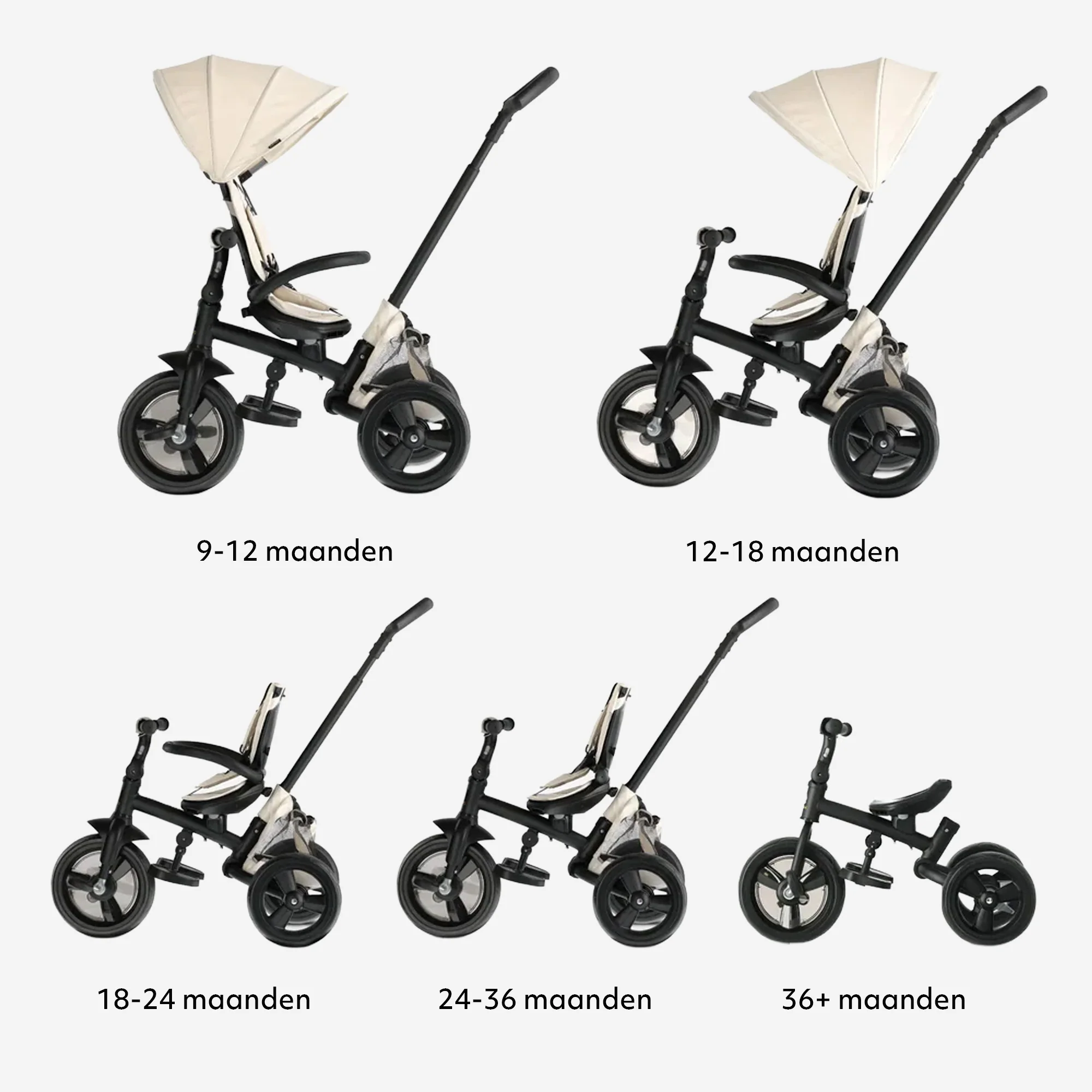 Explorer Luxe Driewieler met duwstang - Opvouwbaar met mandje cream - Image 10