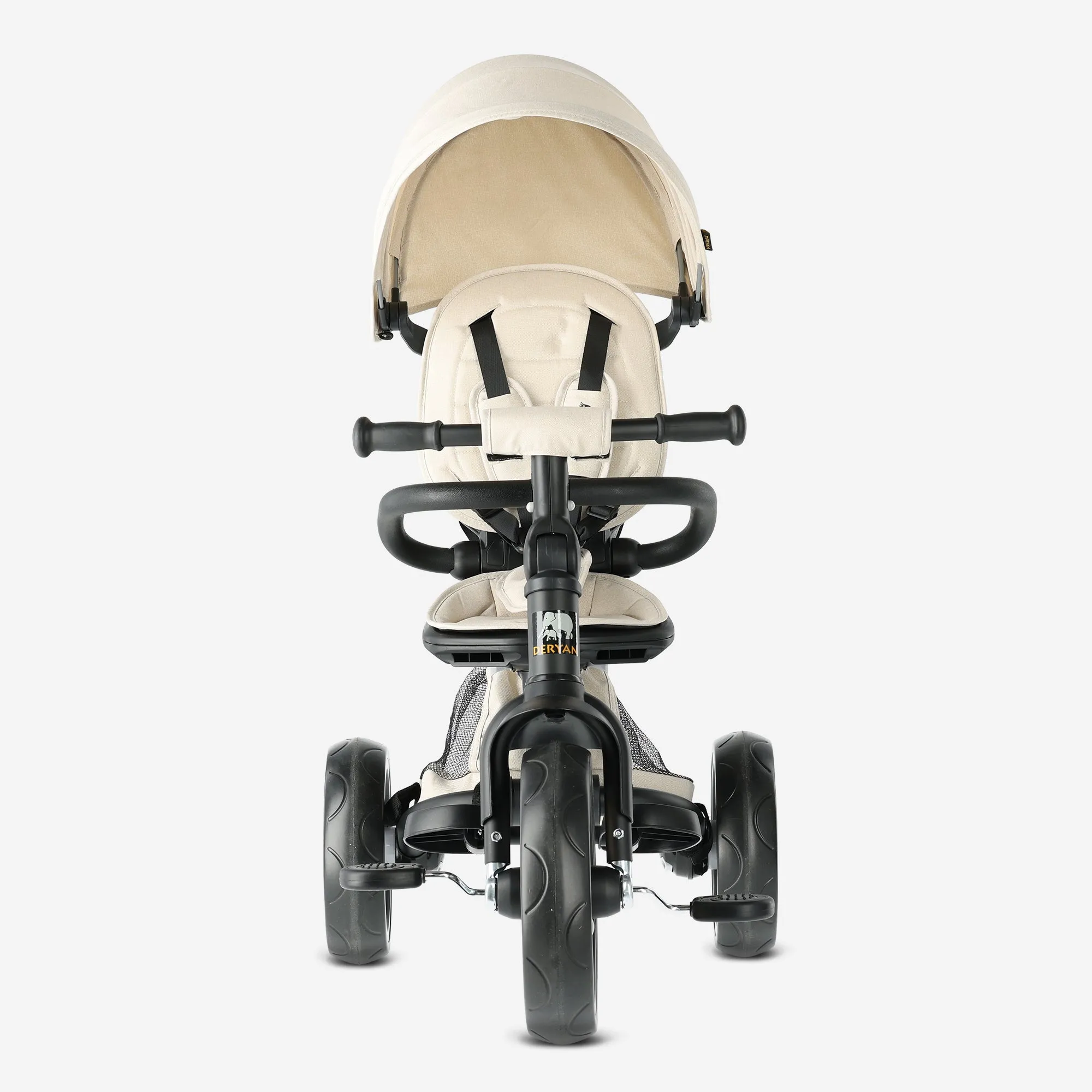 Explorer Luxe Driewieler met duwstang - Opvouwbaar met mandje cream - Image 3