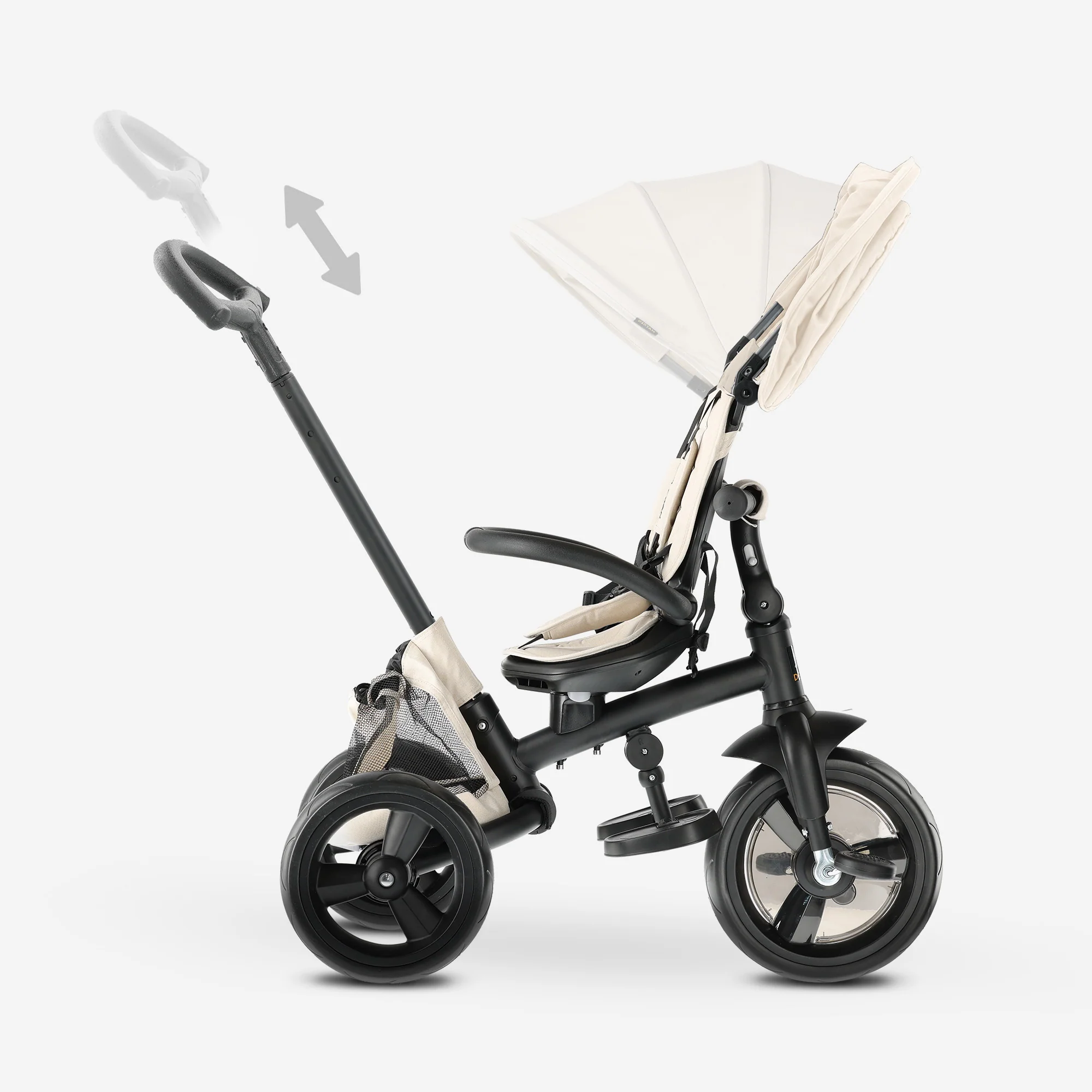Explorer Luxe Driewieler met duwstang - Opvouwbaar met mandje cream - Image 7