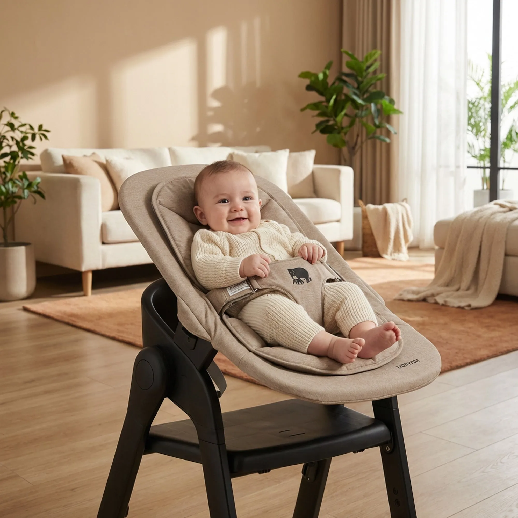 Deryan Luxe Kinderstoel met Bouncer - Zwart/Nougat - Image 13