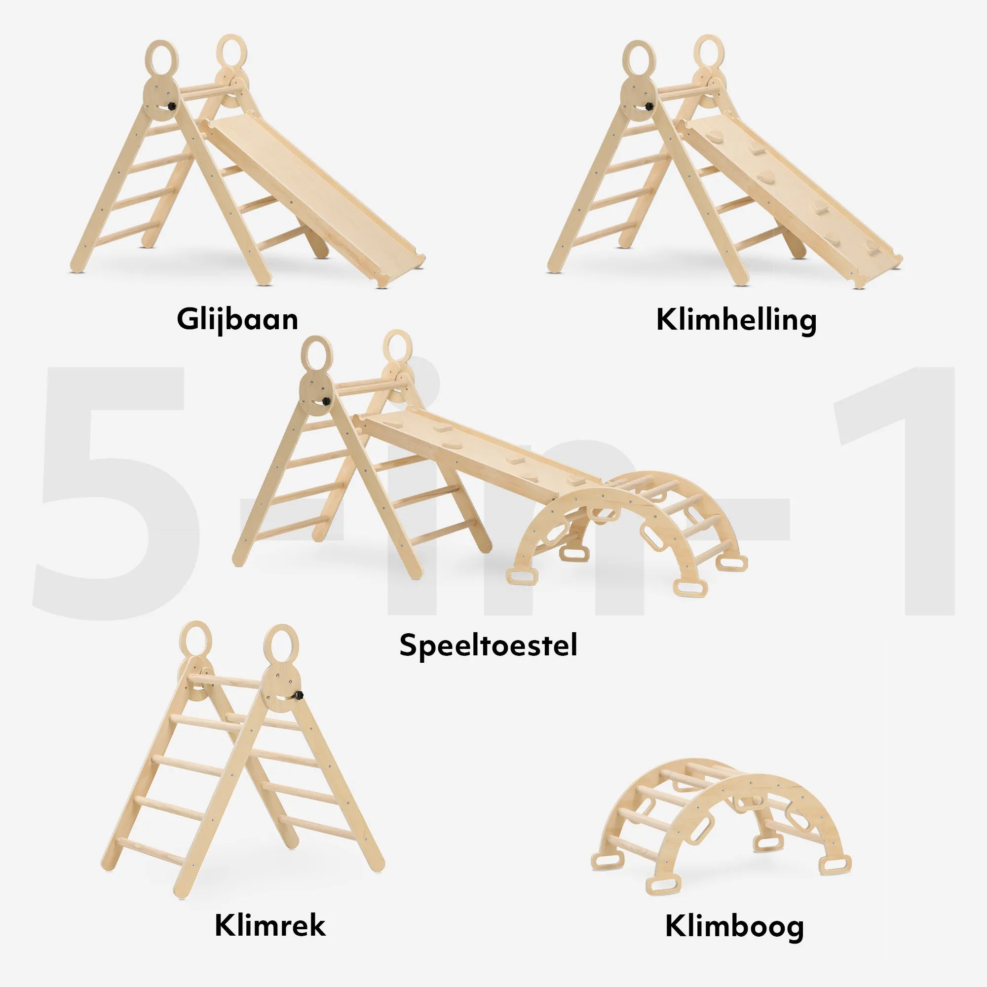 Luxe XXL Klimrek - Opvouwbare Driehoek + Klimboog + Helling met Glijbaan - Image 5
