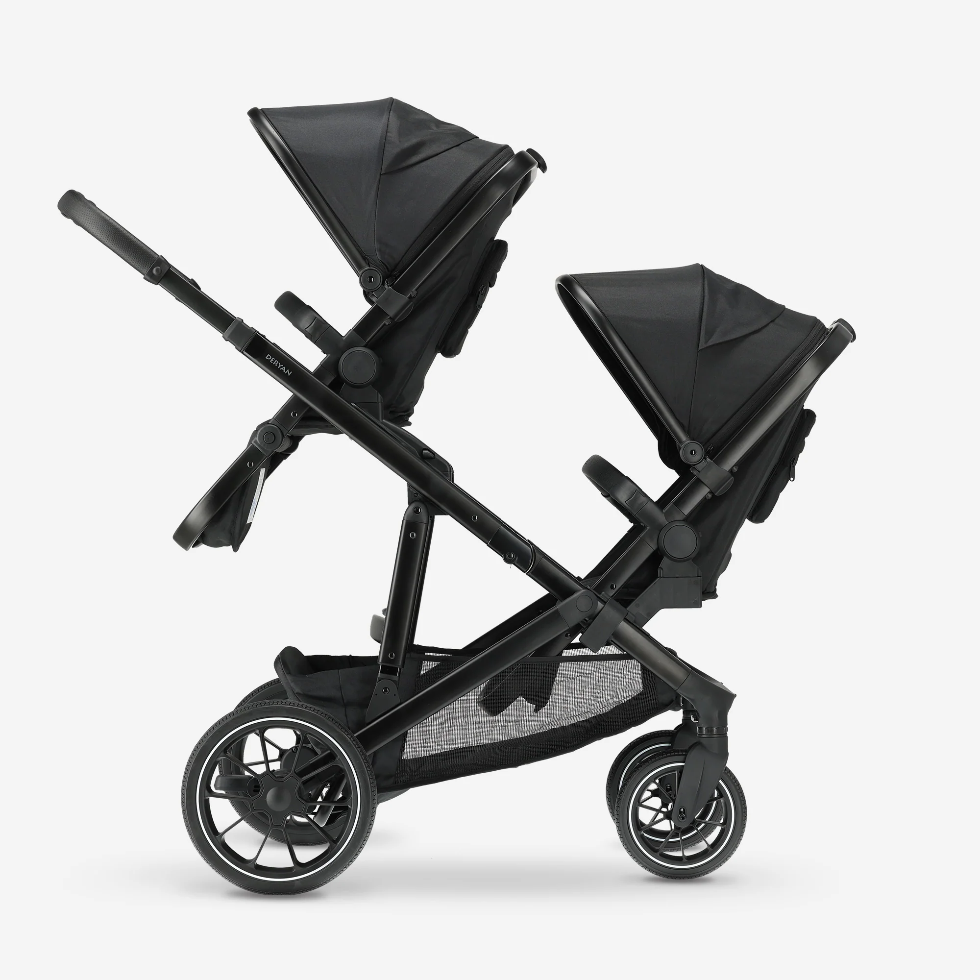 Evy² Duo Kinderwagen Zwart twee zitjes