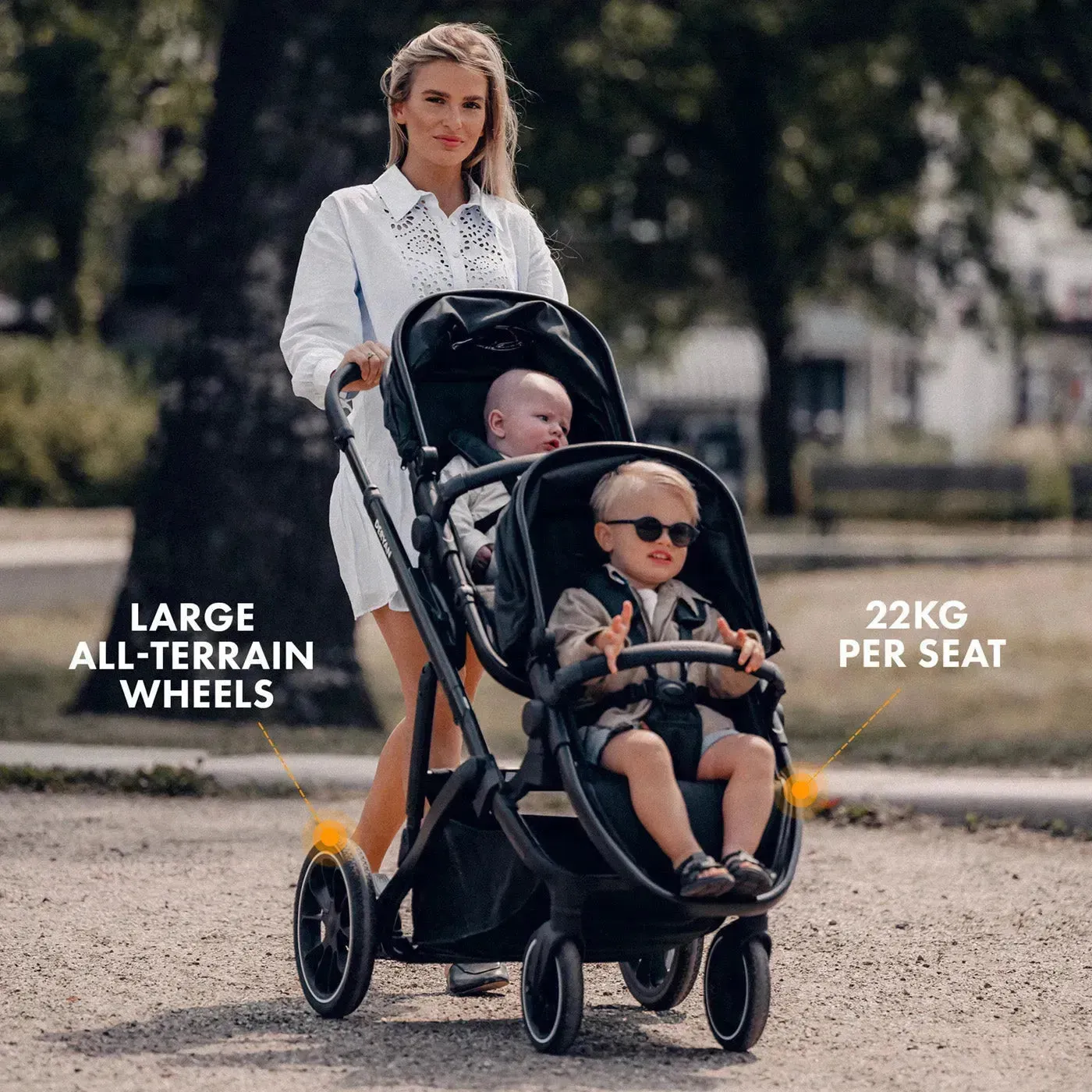 Evy² Duo Kinderwagen Zwart twee zitjes - Image 7