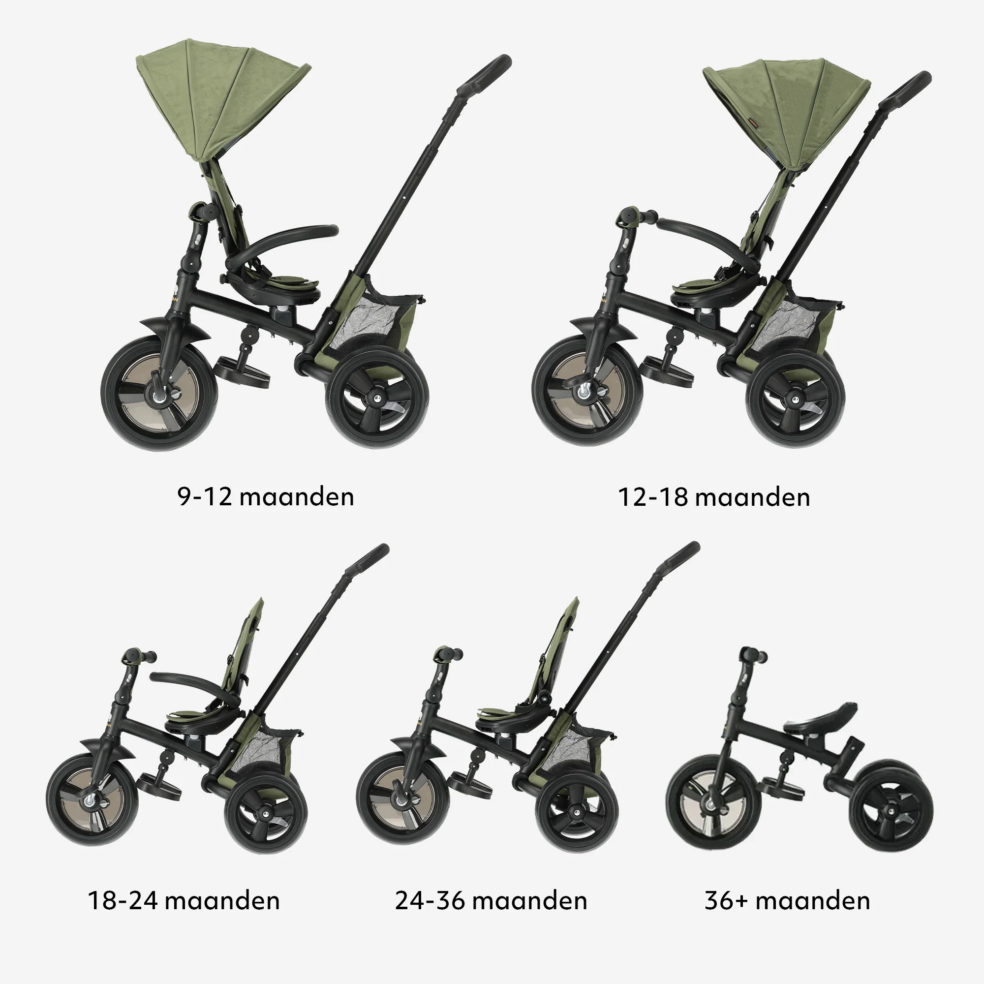 Explorer Luxe Driewieler met duwstang - Opvouwbaar met mandje groen - Image 10