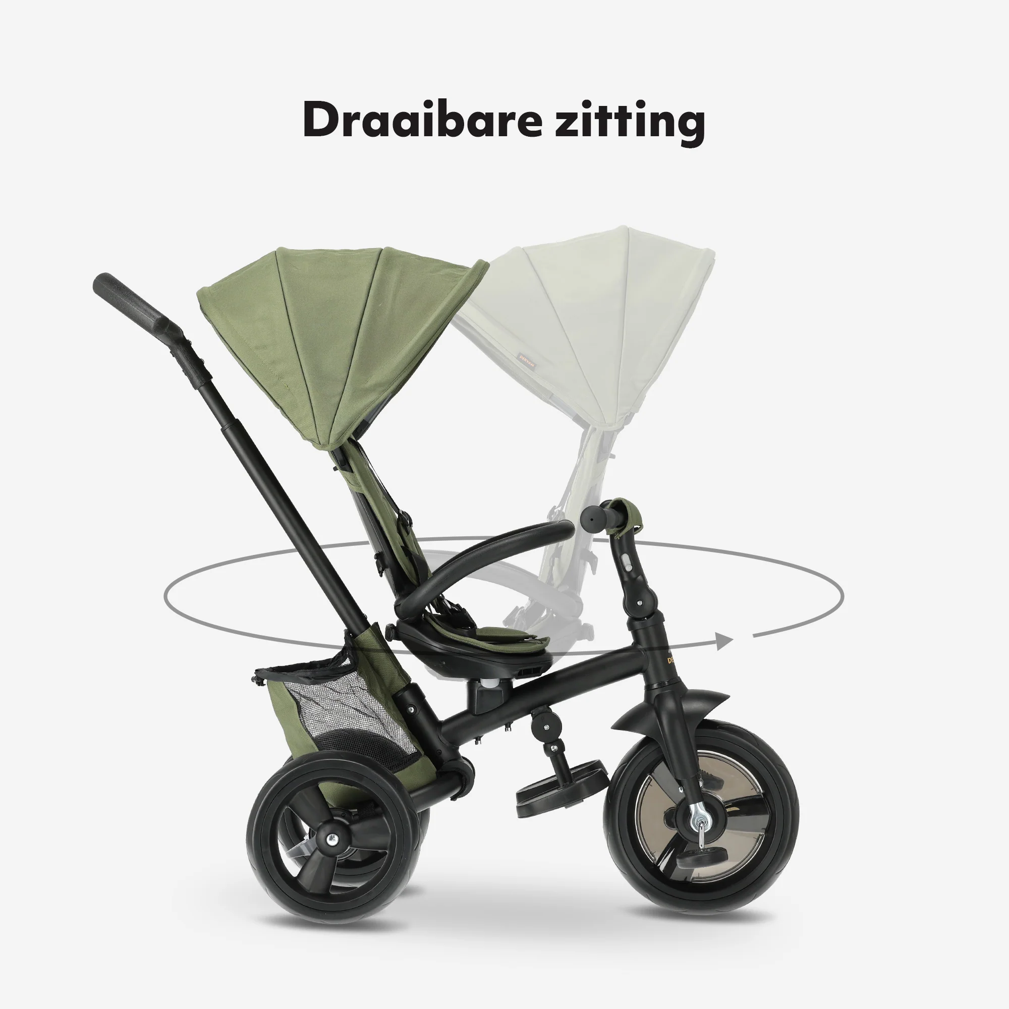 Explorer Luxe Driewieler met duwstang - Opvouwbaar met mandje groen - Image 4