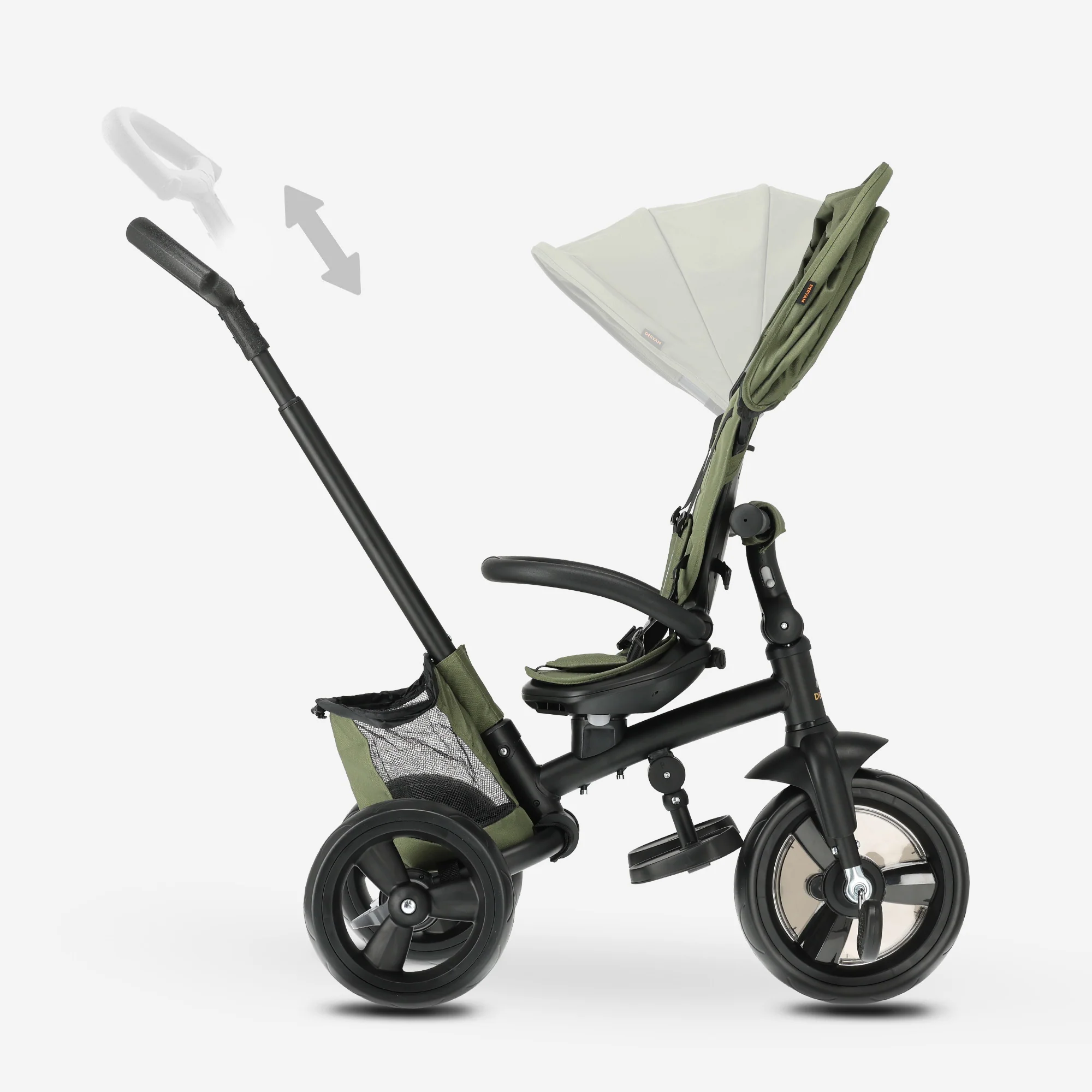 Explorer Luxe Driewieler met duwstang - Opvouwbaar met mandje groen - Image 6