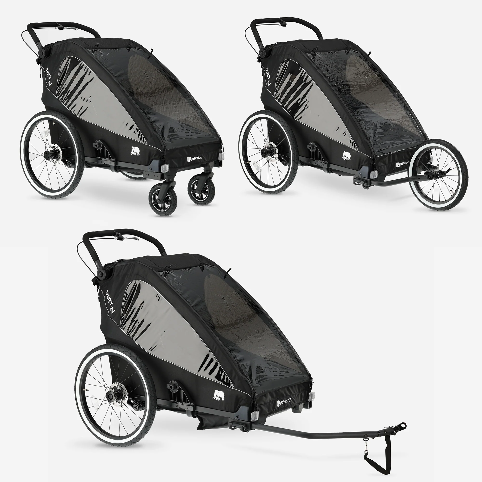 Luxe Fietskar V2 - Wandelwagen - Hardloopkinderwagen Zwart
