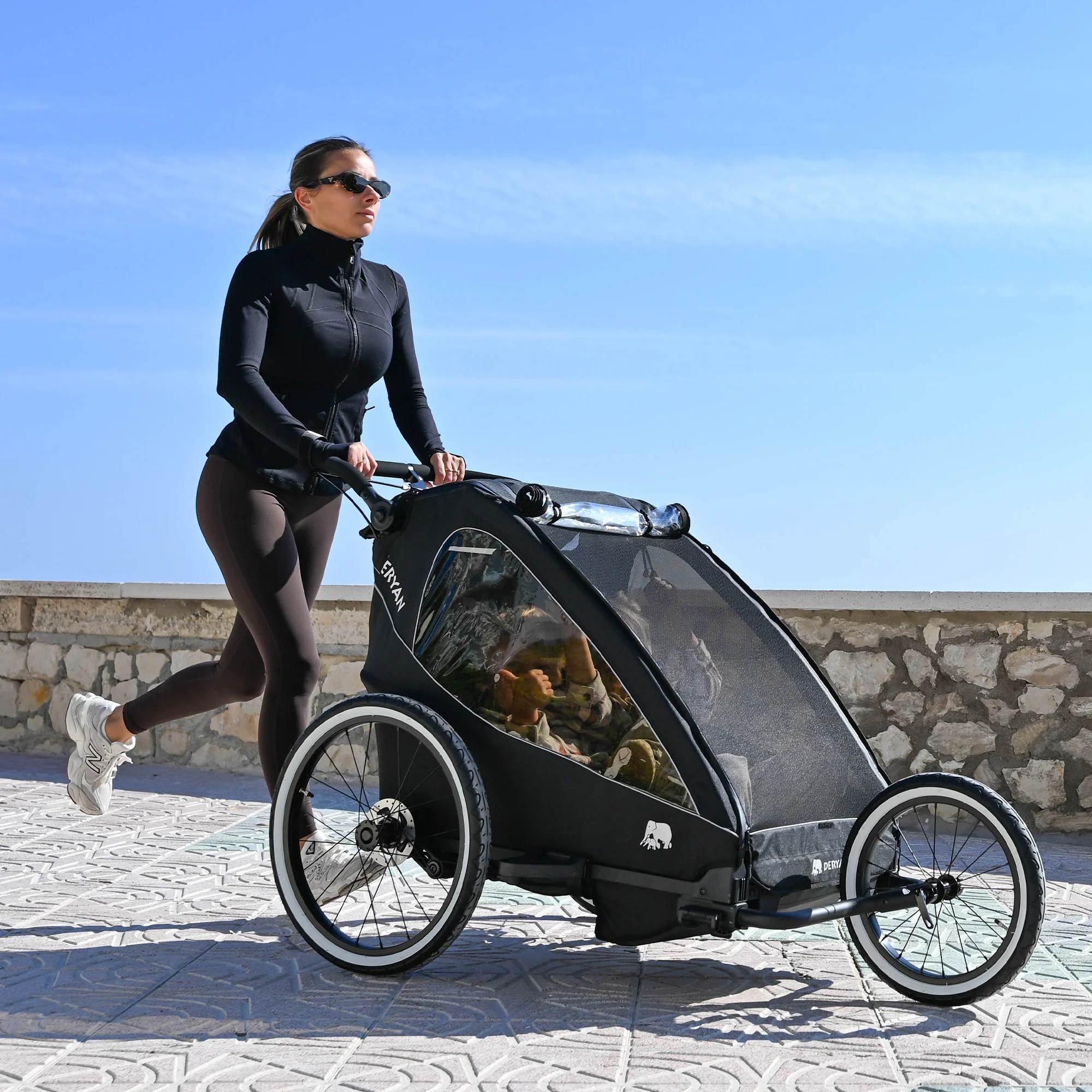 Luxe Fietskar V2 - Wandelwagen - Hardloopkinderwagen Zwart - Image 5