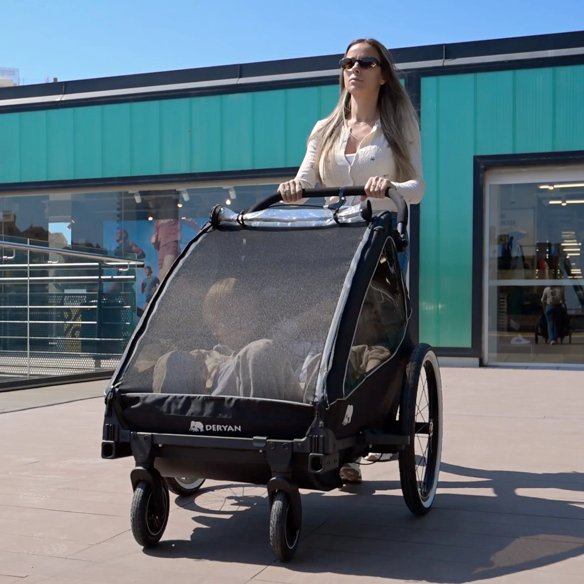 Luxe Fietskar V2 - Wandelwagen - Hardloopkinderwagen Zwart - Image 8