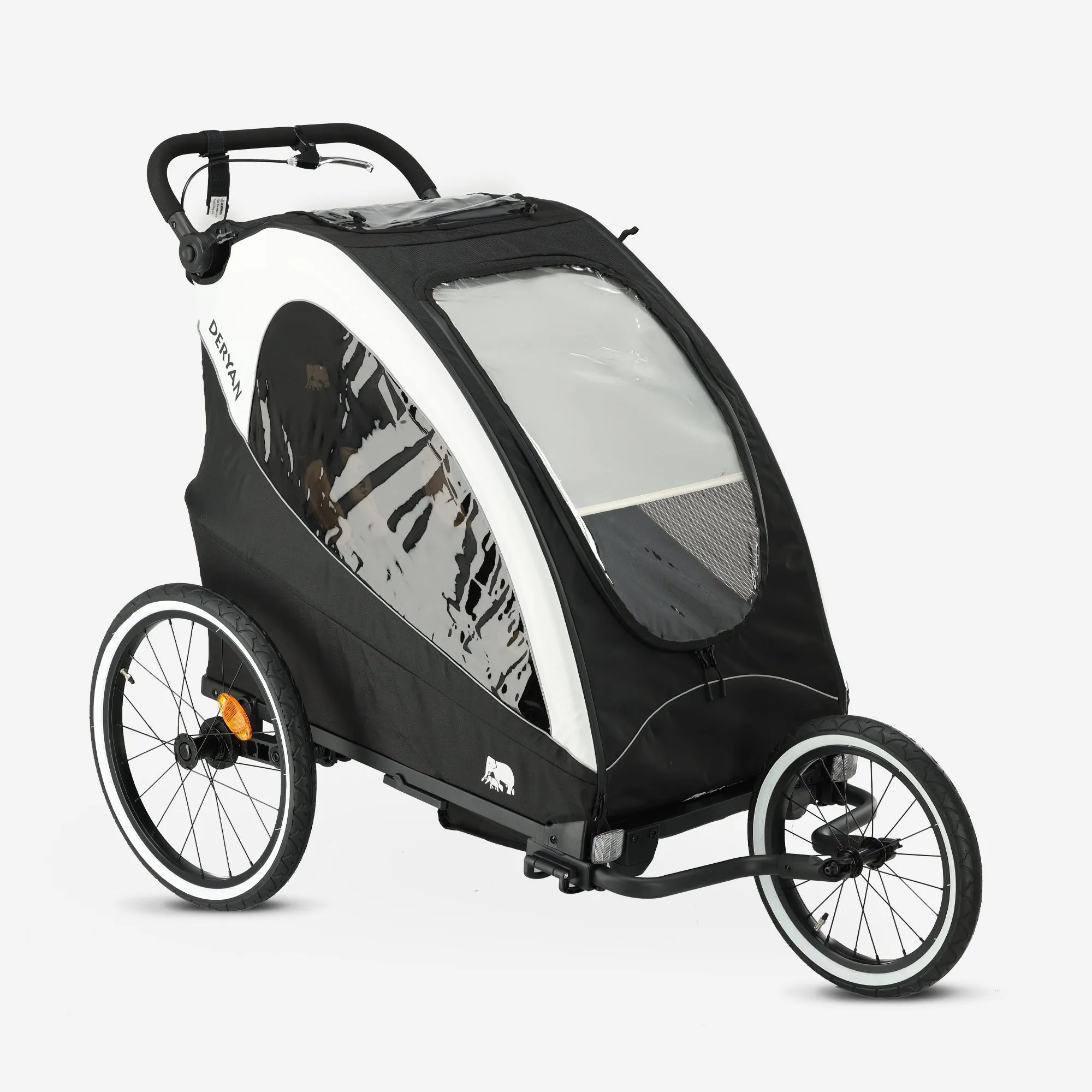 Luxe Fietskar - fietskar en wandelwagen en hardloopkinderwagen - Zwart/Cream - Image 11