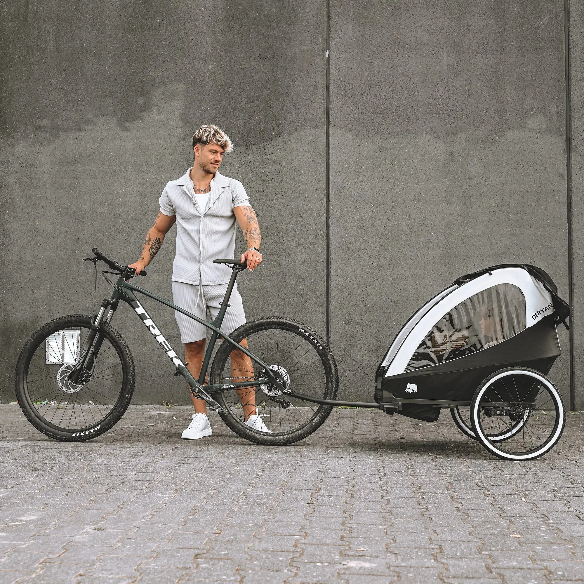 Luxe Fietskar - fietskar en wandelwagen en hardloopkinderwagen - Zwart/Cream - Image 5