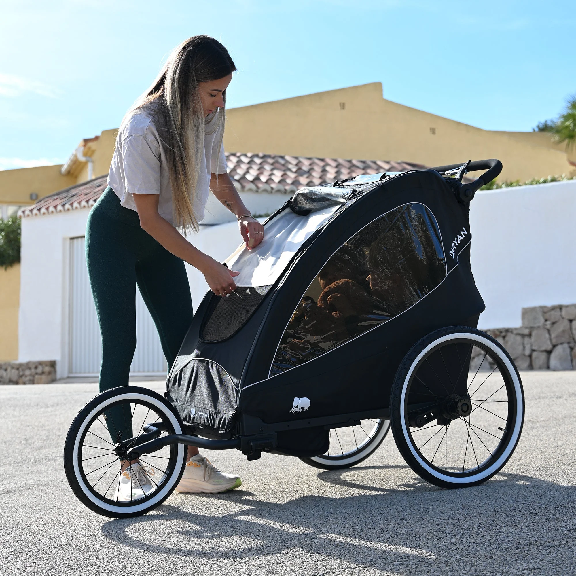 Luxe Fietskar - fietskar en wandelwagen en hardloopkinderwagen - Zwart - Image 3
