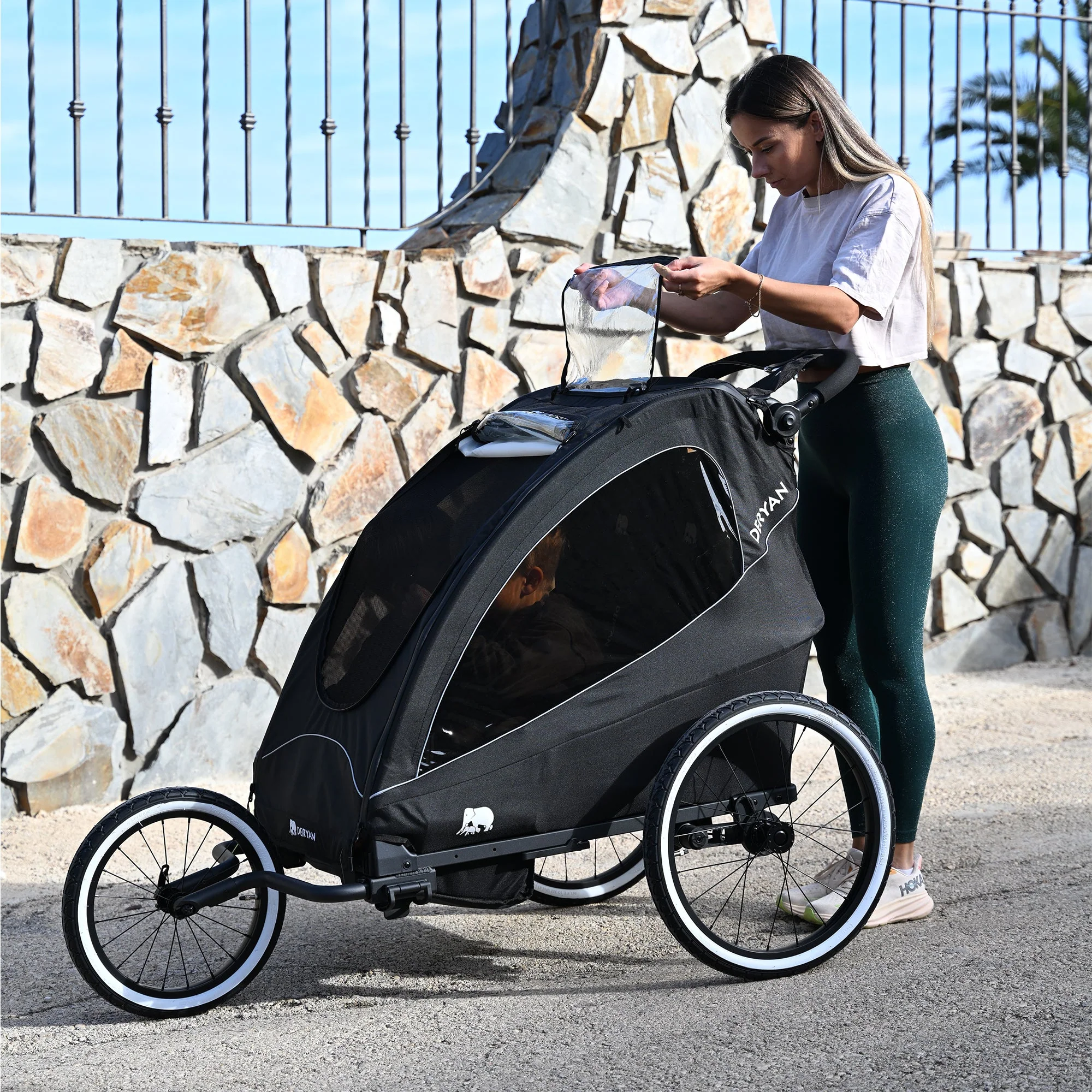 Luxe Fietskar - fietskar en wandelwagen en hardloopkinderwagen - Zwart - Image 6