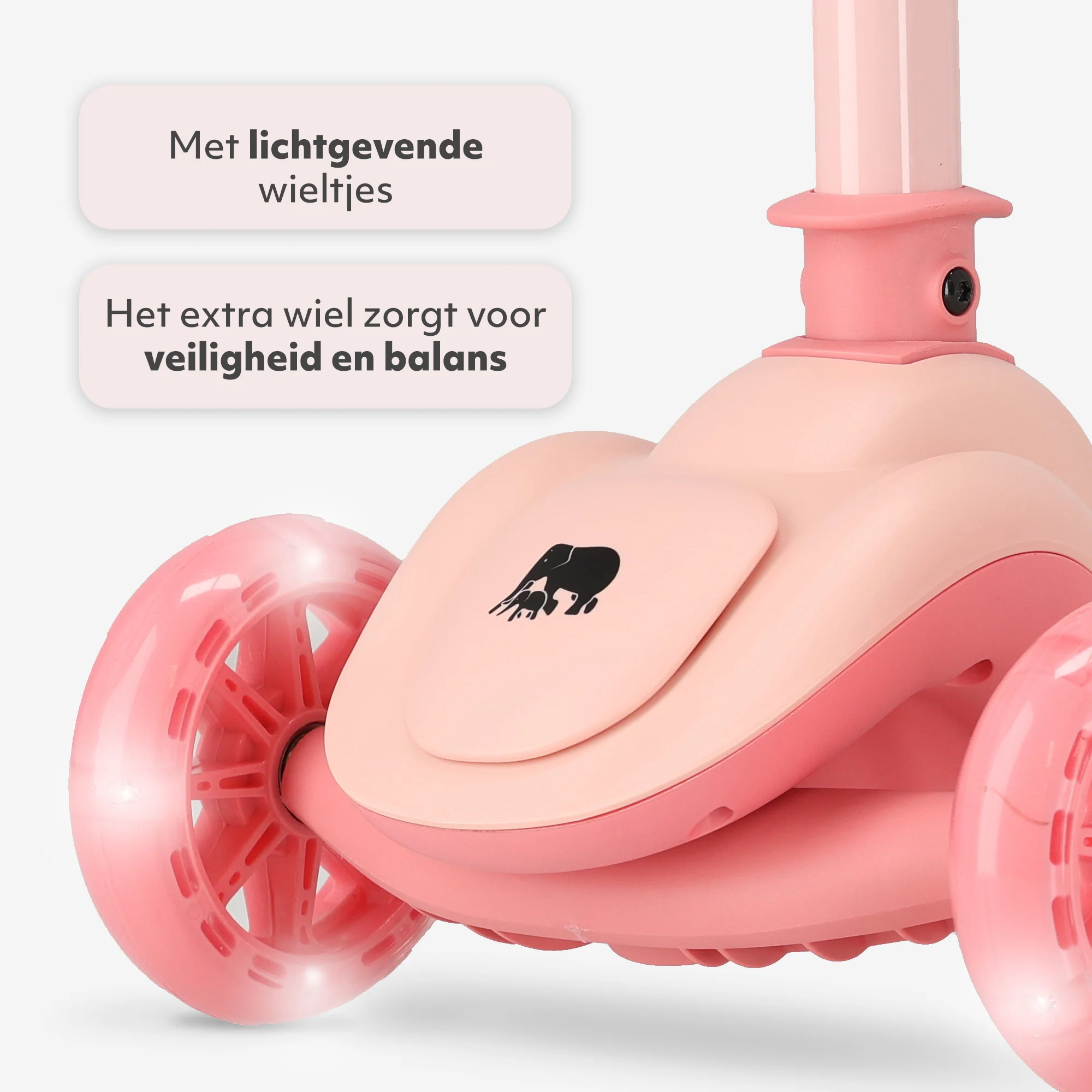 Harvey Kinderstep step 3 wielen - leeftijdsgroep 3+ - max 50kg - LED verlichting in de wielen - hoogte verstelbaar 65-70-75-80 cm - Roze - Image 5