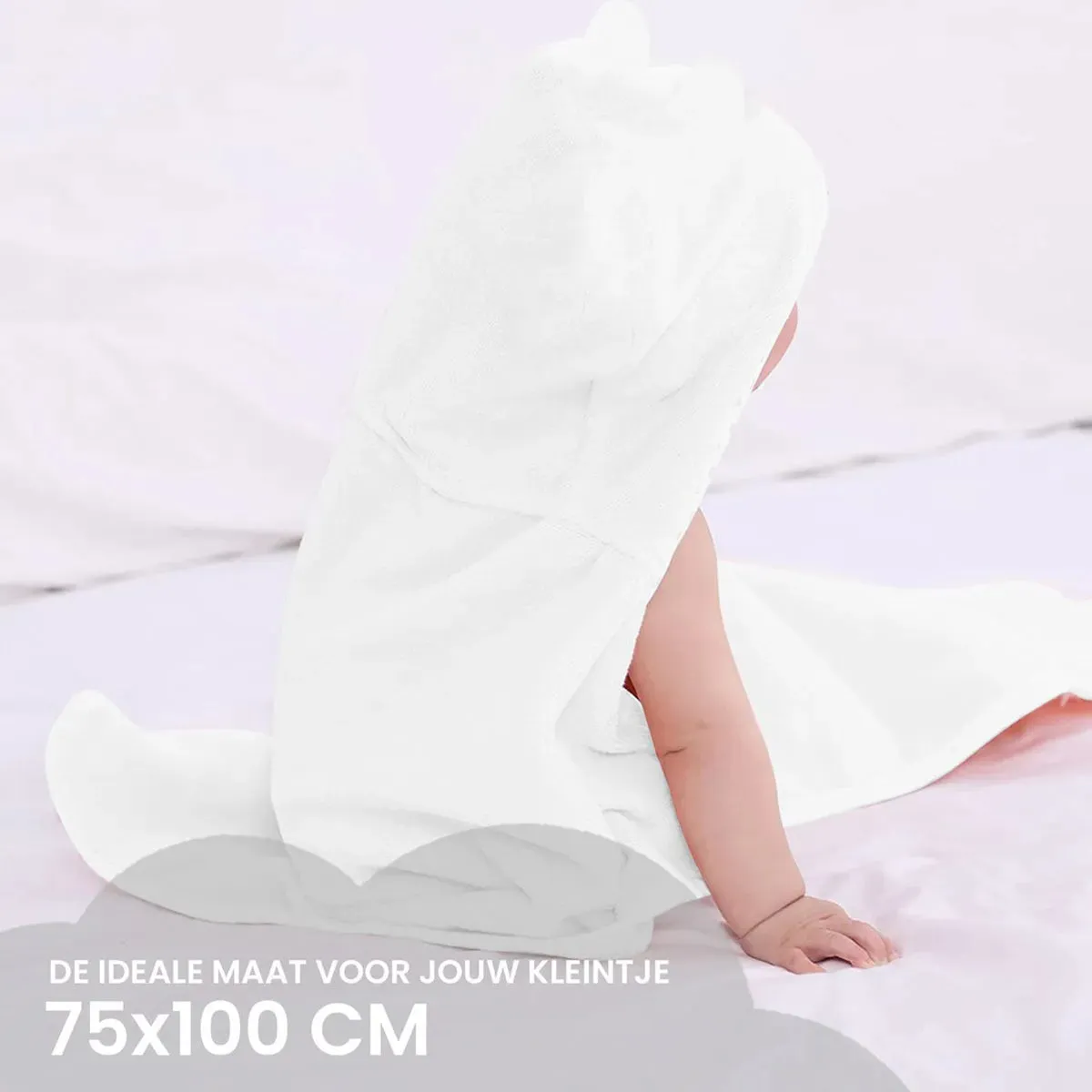 Ijsbeer Multifunctionele Baby Fleece deken met capuchon – Wikkeldeken – Deken 75x100 cm - Image 3