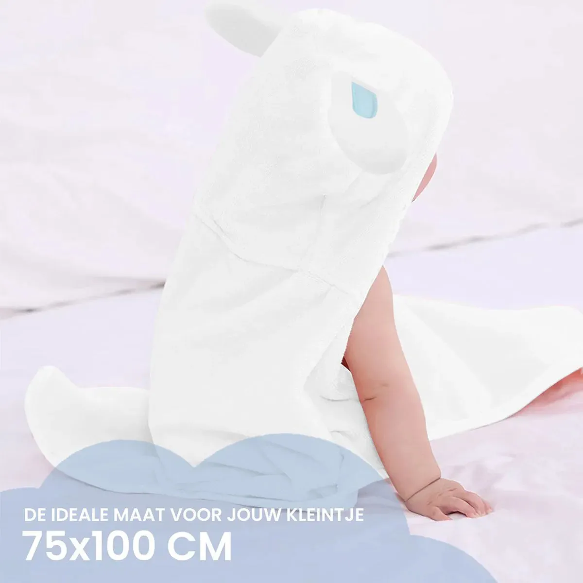 Konijn Multifunctionele Baby Fleece deken met capuchon – Wikkeldeken – Deken 75x100 cm - Image 4